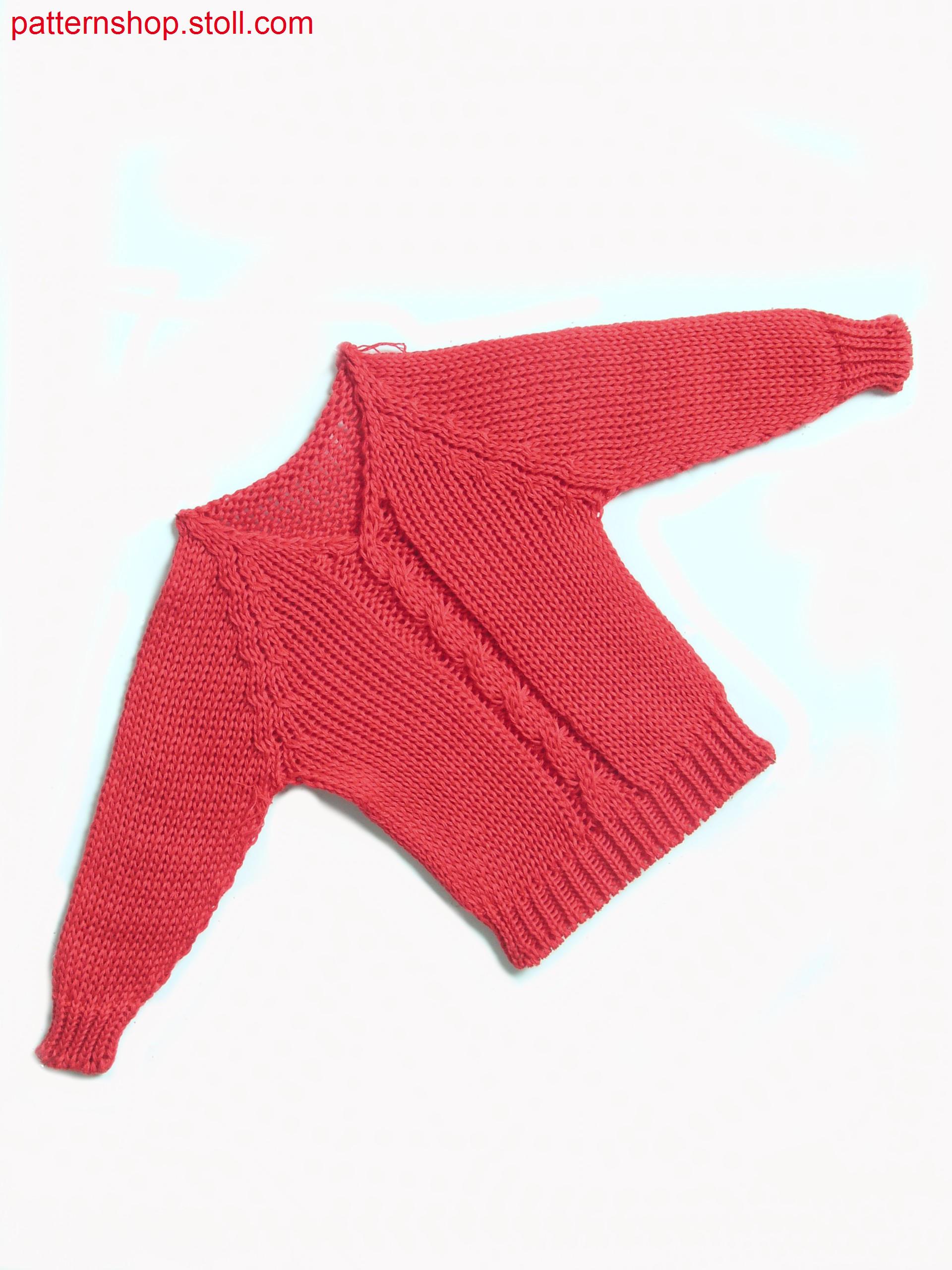 Jersey mini raglan pullover with 2x2 / Rechts-Links Mini-Raglanpullover mit 2x2-Zopf