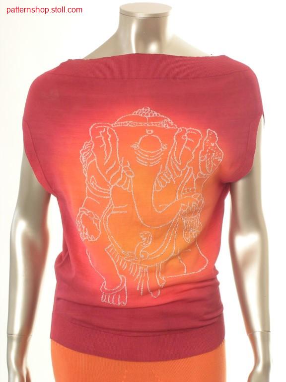 Sleeveless FF-pullover in tie-dye-technique with /