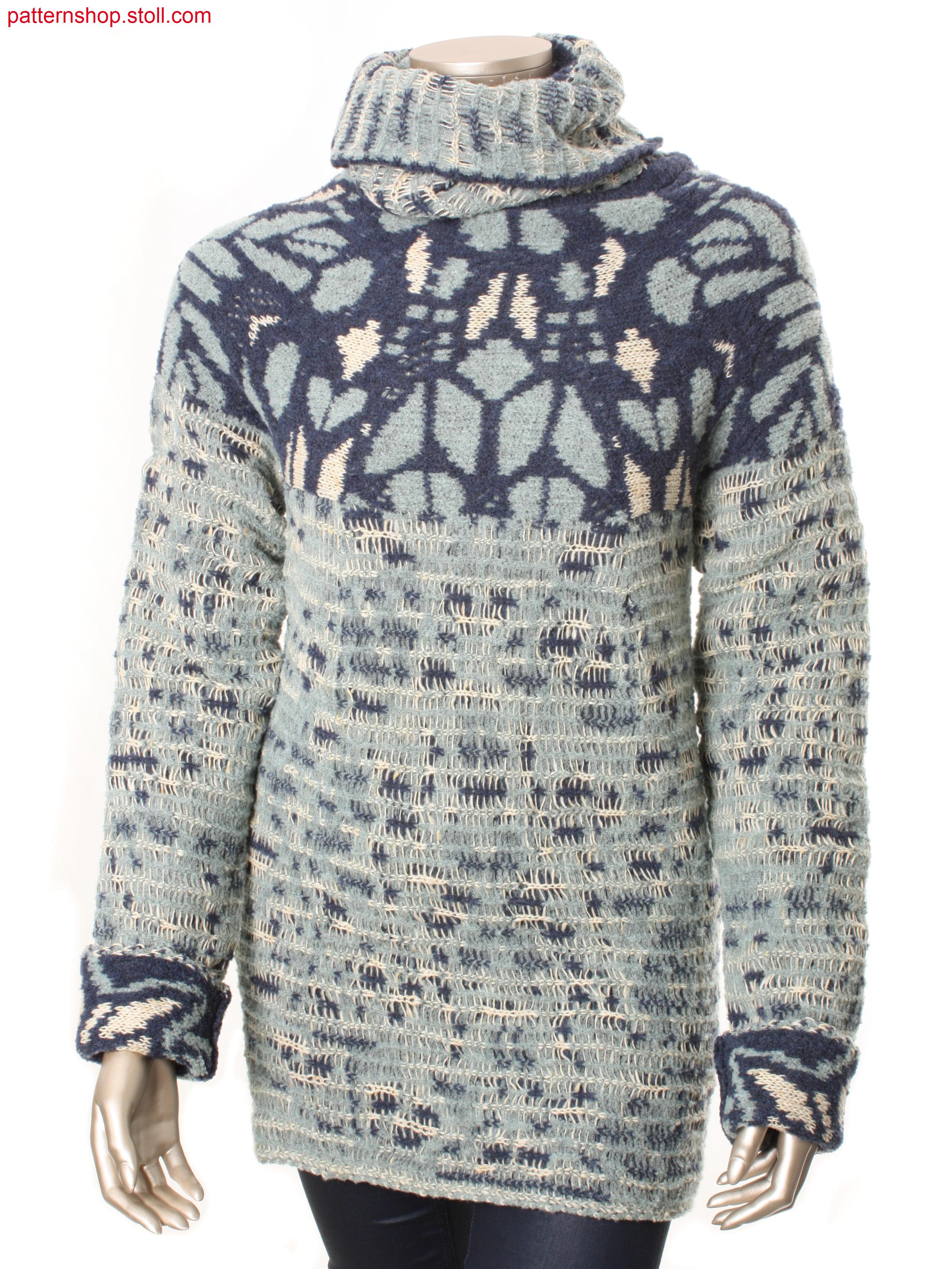 Fully Fashion raglan pullover in 3-colour jacquard / FullyFashion Raglanpullover mit 3-farbigen Jacquard