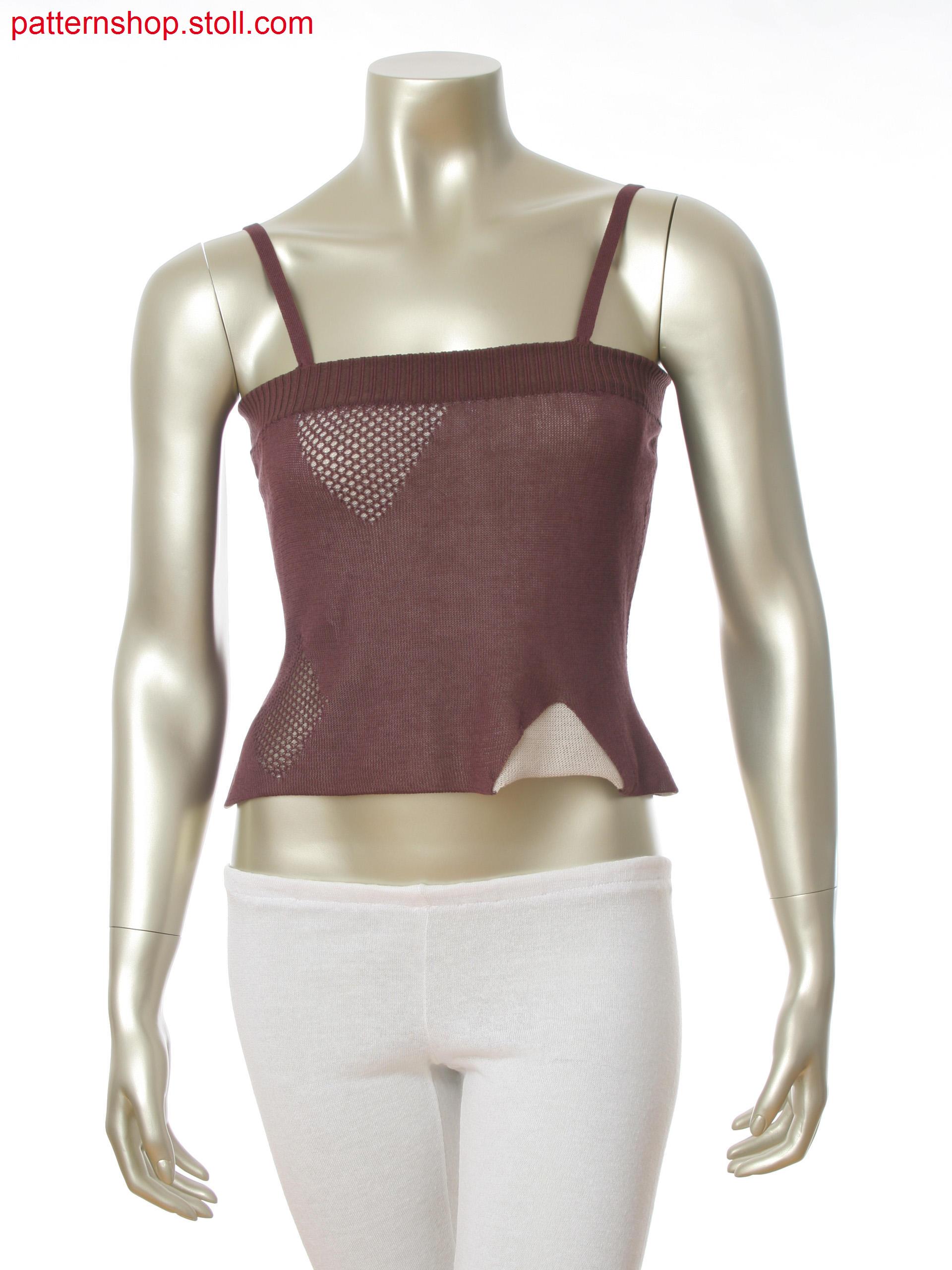 Stoll-knit and wear&reg Top with net structure and asymmetric openings