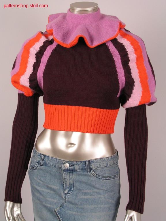 FF-intarsia jersey pullover with puffed sleeves / FF-IntarsiaRechts-Links Pullover mit Puff