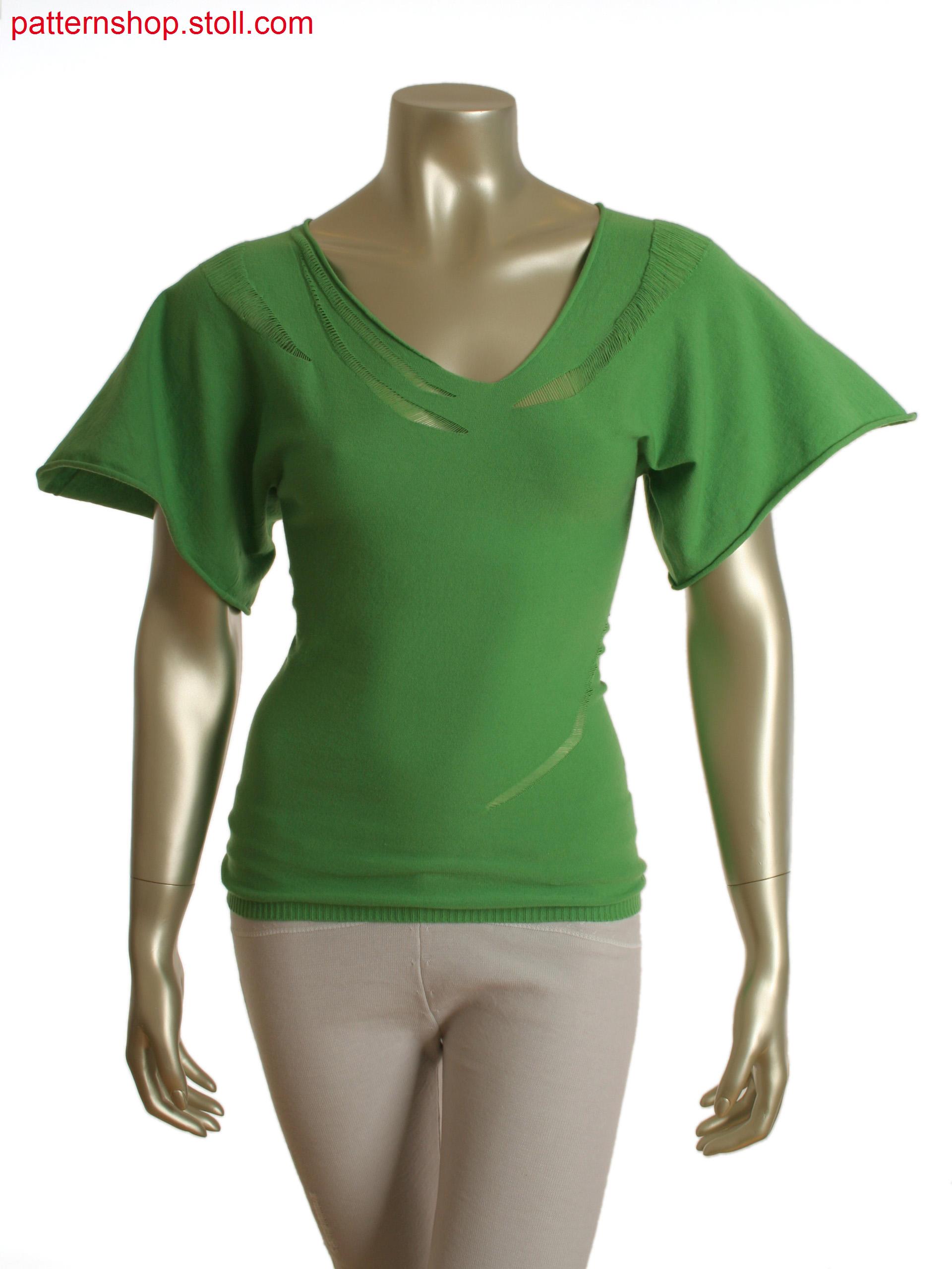 Stoll-knit and wear&reg top with cast off and float motifs