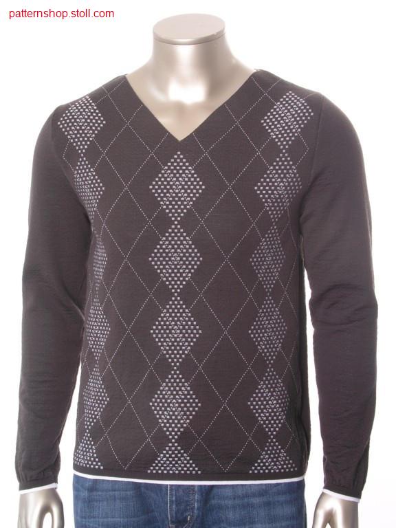 FF-pullover with 2-colour relief jacquard in cross-tubular /FF-Pullover mit 2-farbigem Reliefjacquard in Kreuzschlauch