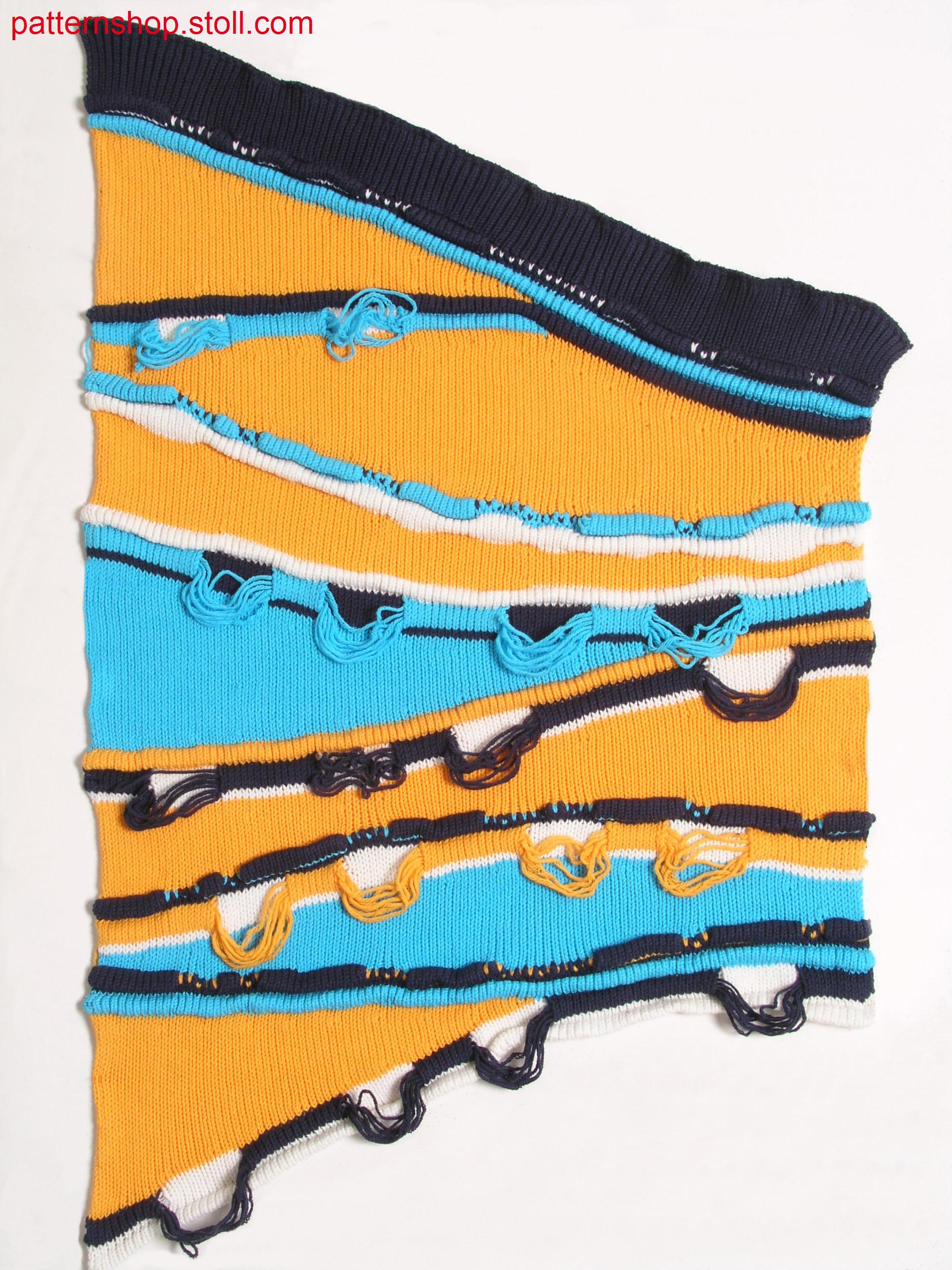 Gored, multi-coloured jersey pattern / Mehrfarbiges Rechts-Links Spickelmuster