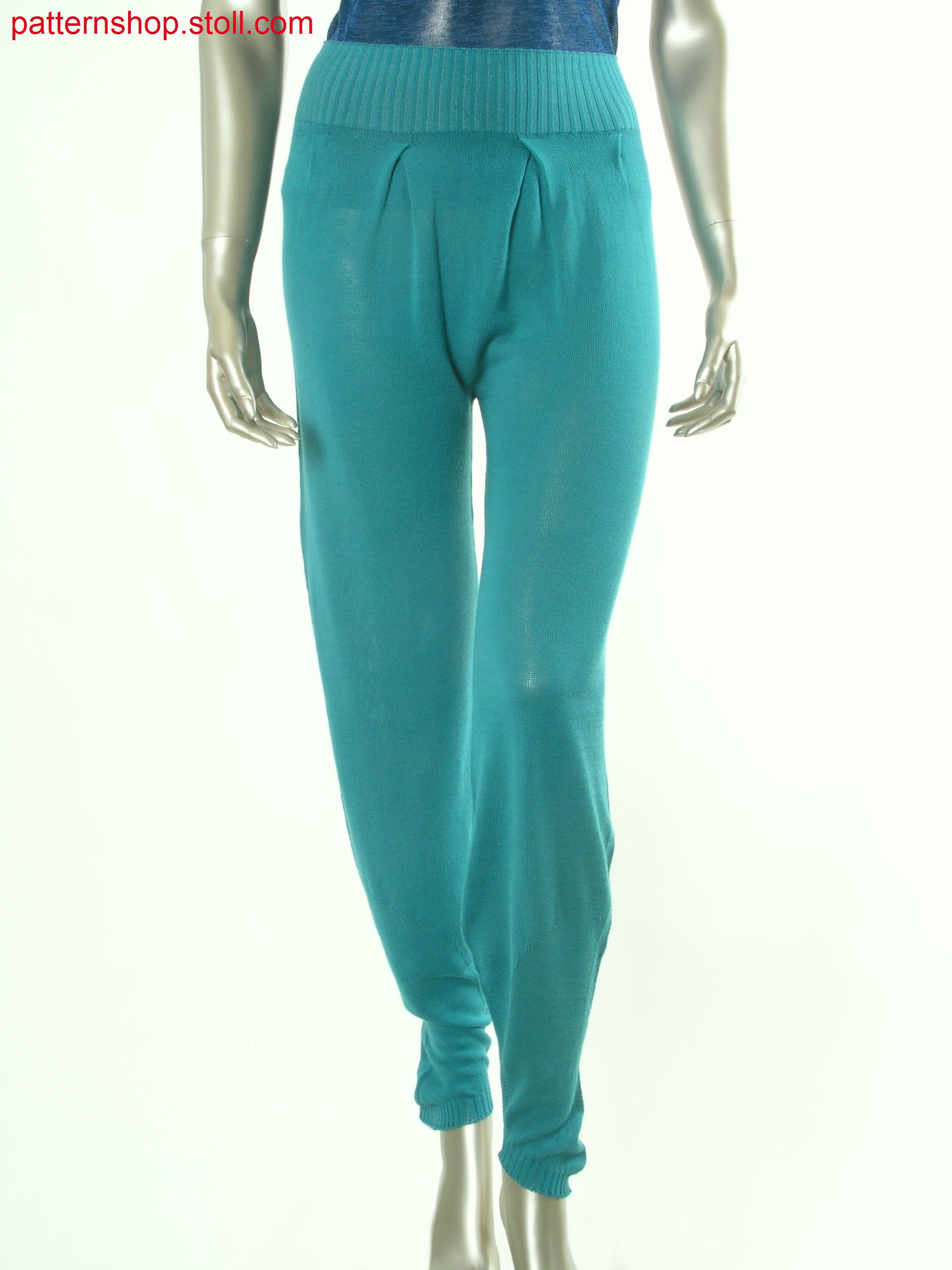 Jersey trousers with overlapping pleats on the waist / Rechts-Links Hose mit