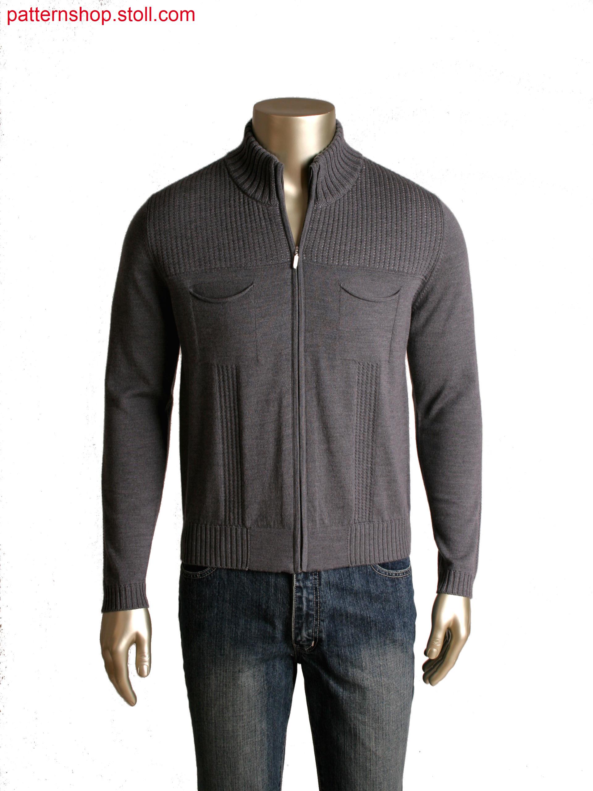Fully Fashion cardigan with integrated pockets, inlay yarnstructure