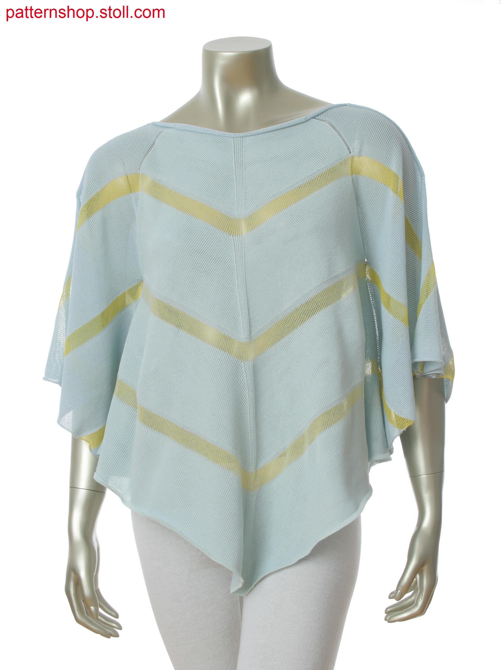 Fully Fashion poncho in 1x1 technique. Layer technique knitted on one needle bed.