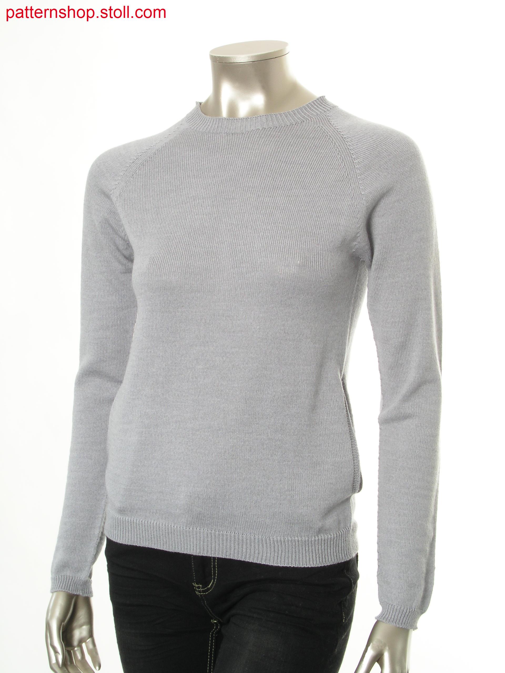 Jersey raglan pullover with side slit pockets / Rechts-Links Raglanpullover mit seitlichen Schubtaschen