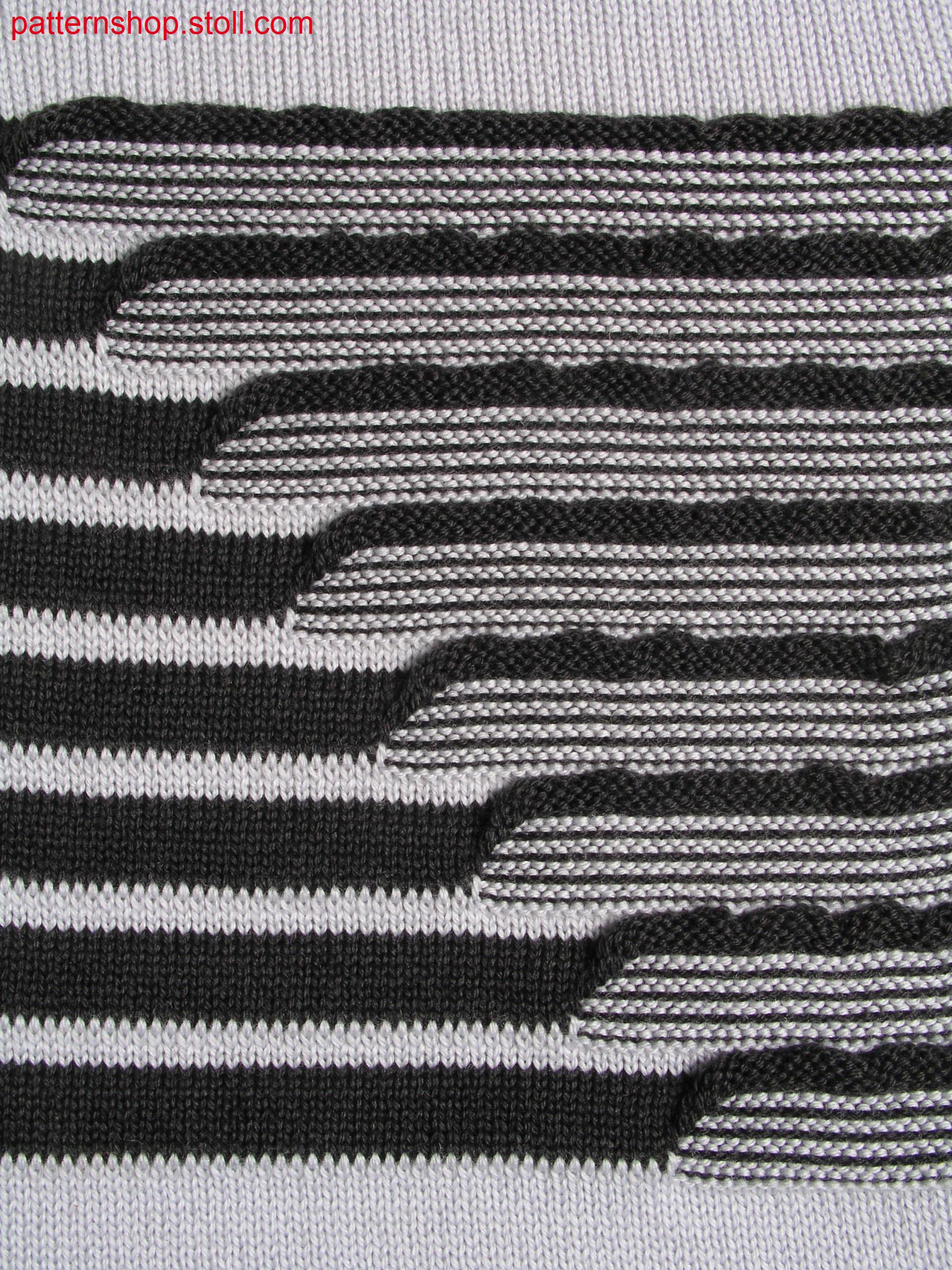 Jersey in 1x1 technique with wave applications / Rechts-Links in 1x1 Technik mit Wellenapplikationen