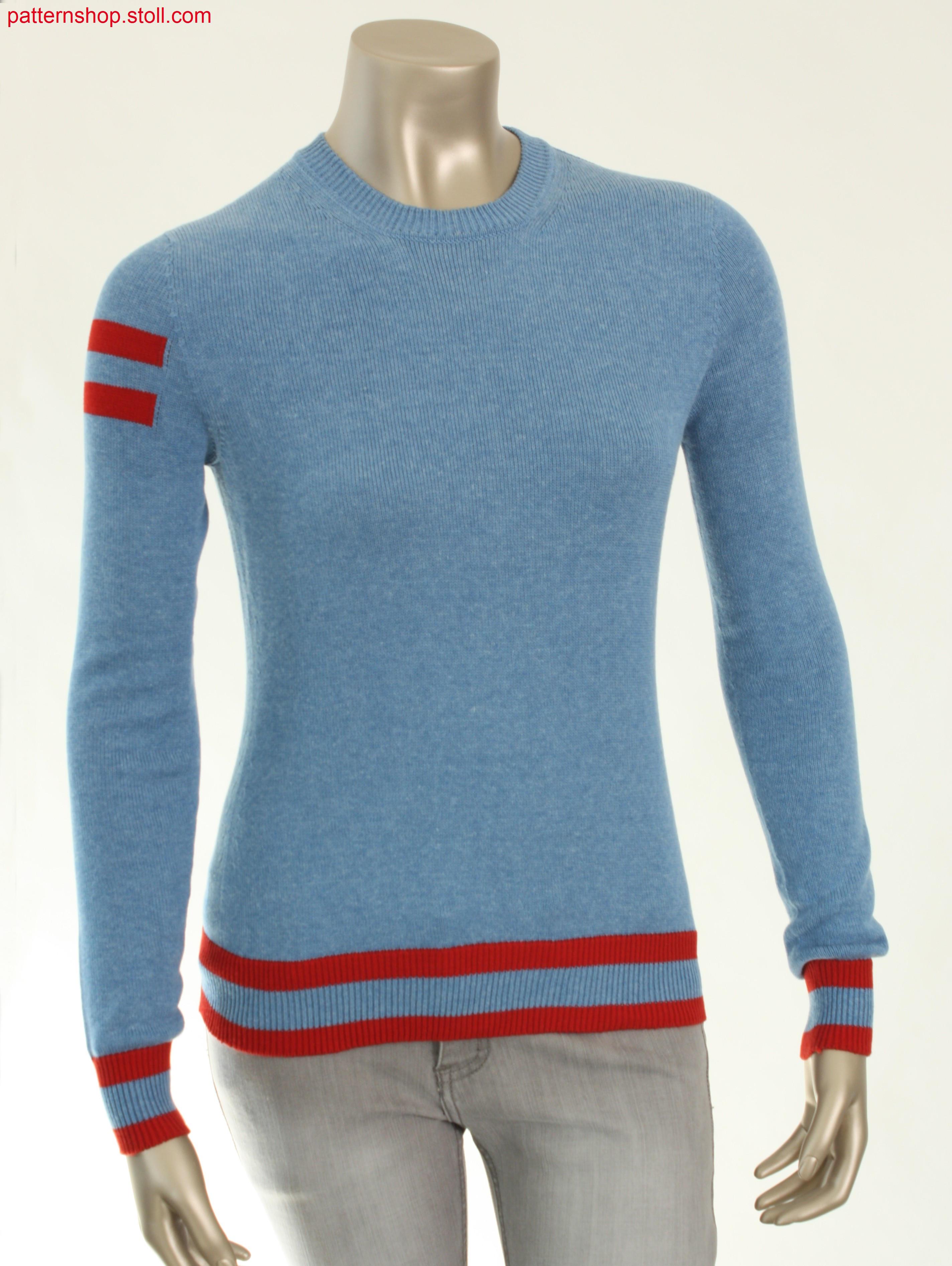 Fitted jersey pullover with French shoulder / Taillierter Rechts-Links Pullover mit franz
