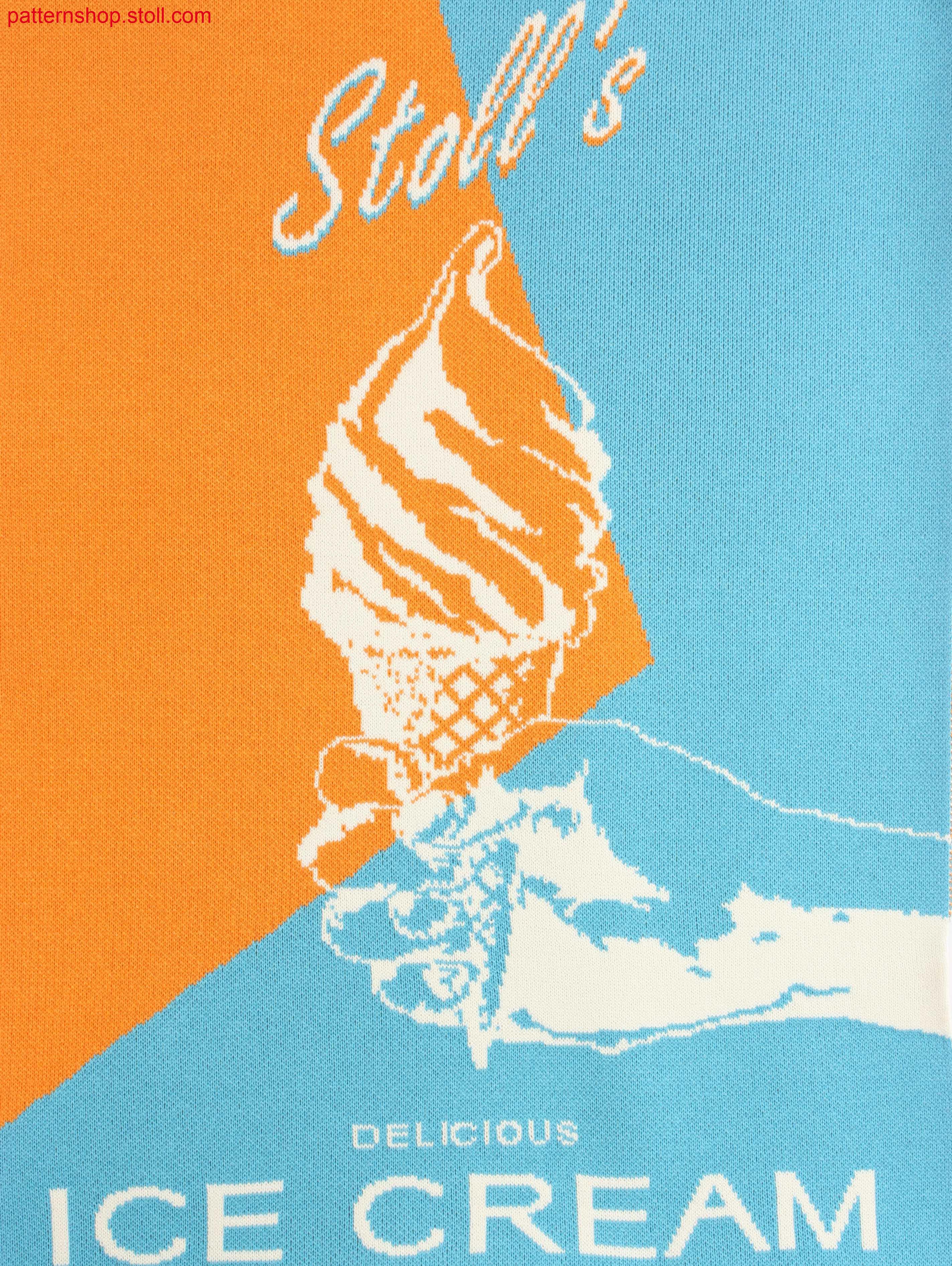 Swatch with ice cream motif / Musterabschnitt mit Eiscrememotif