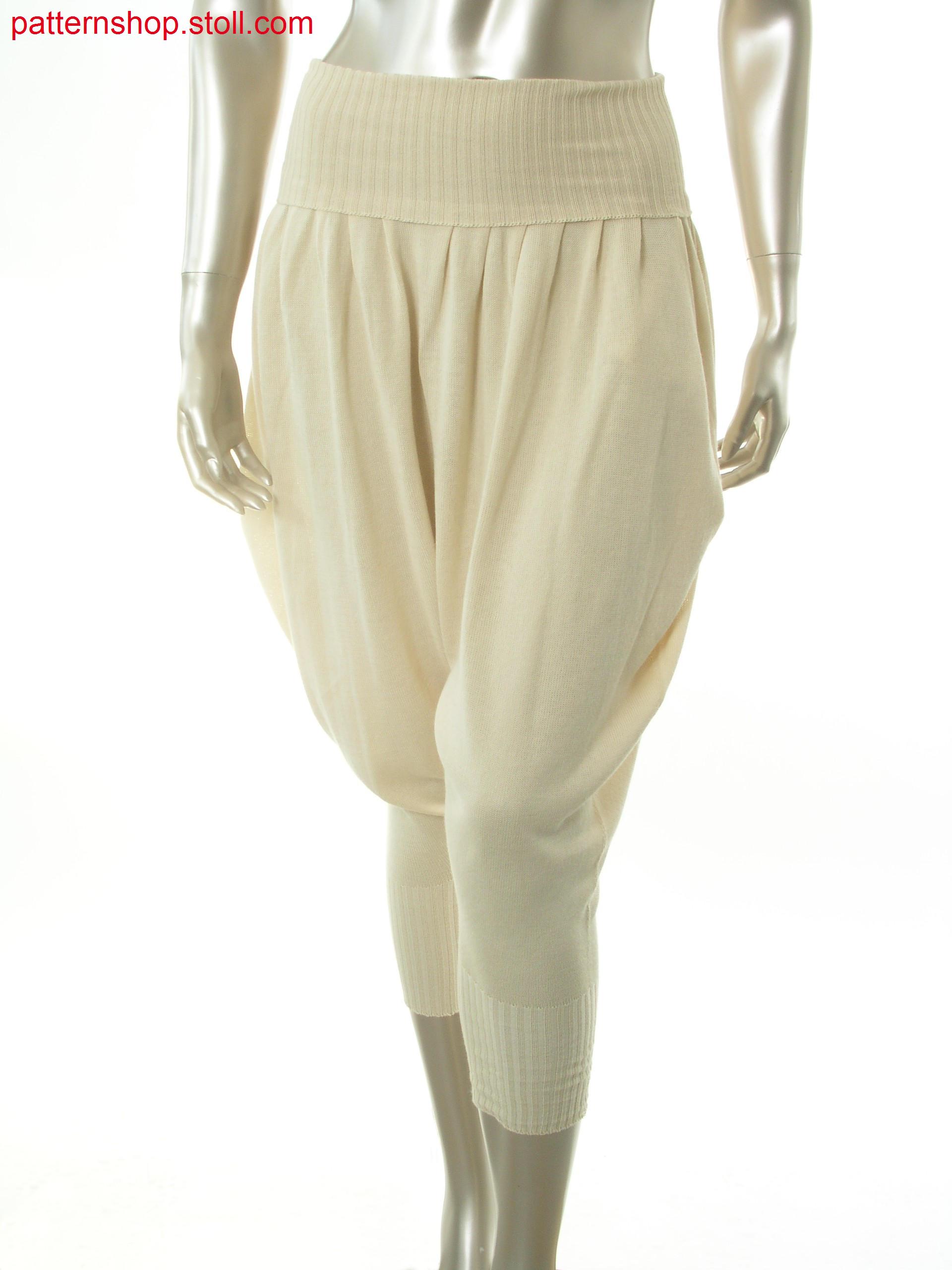 Jersey sarouel trousers with pleated waistband / Rechts-Links Sarouelhose mit Bundfalten