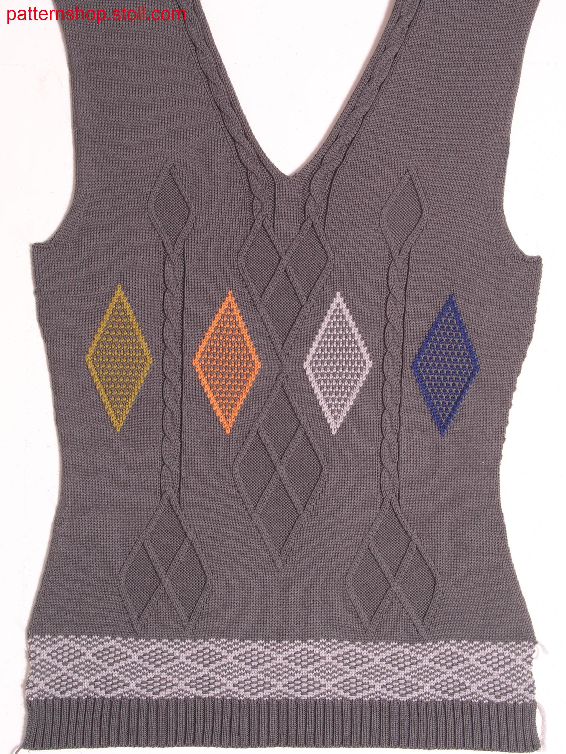 Titel Fitted Fully Fashion-intarsia front / Tailliertes Fully Fashion-Intarsia Vorderteil