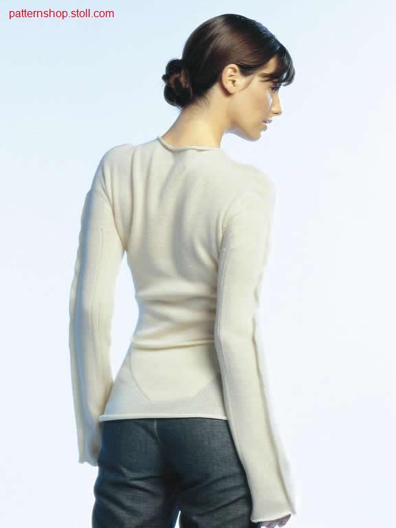 Fitted jersey pullover with sleeve pin-tucks and ribs / Taillierter Rechts-Links Pullover mit