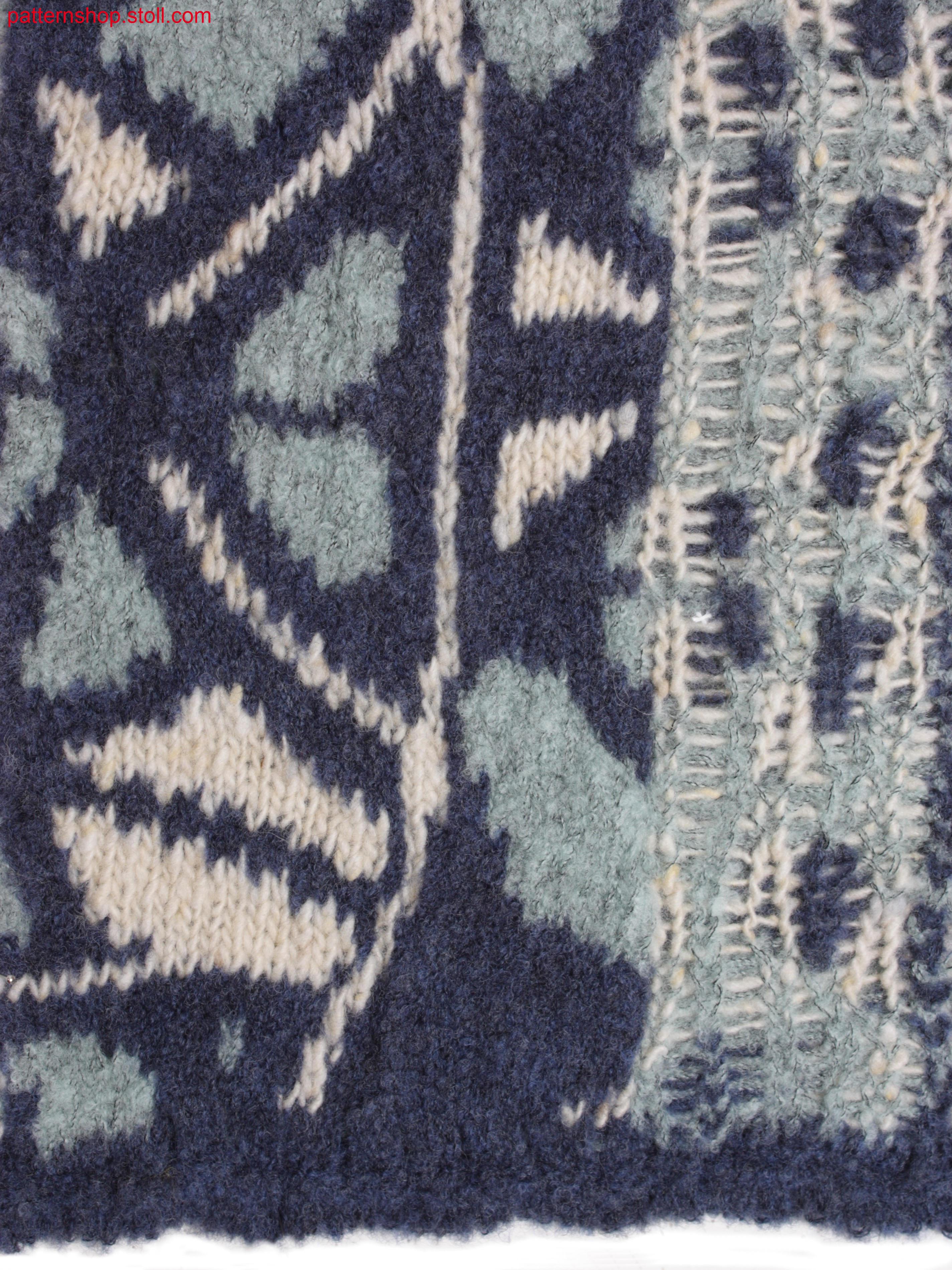 Swatch in 3-colour jacquard with transfer / Musterausschnitt mit Wechsel des 3-farbigen Jacquards