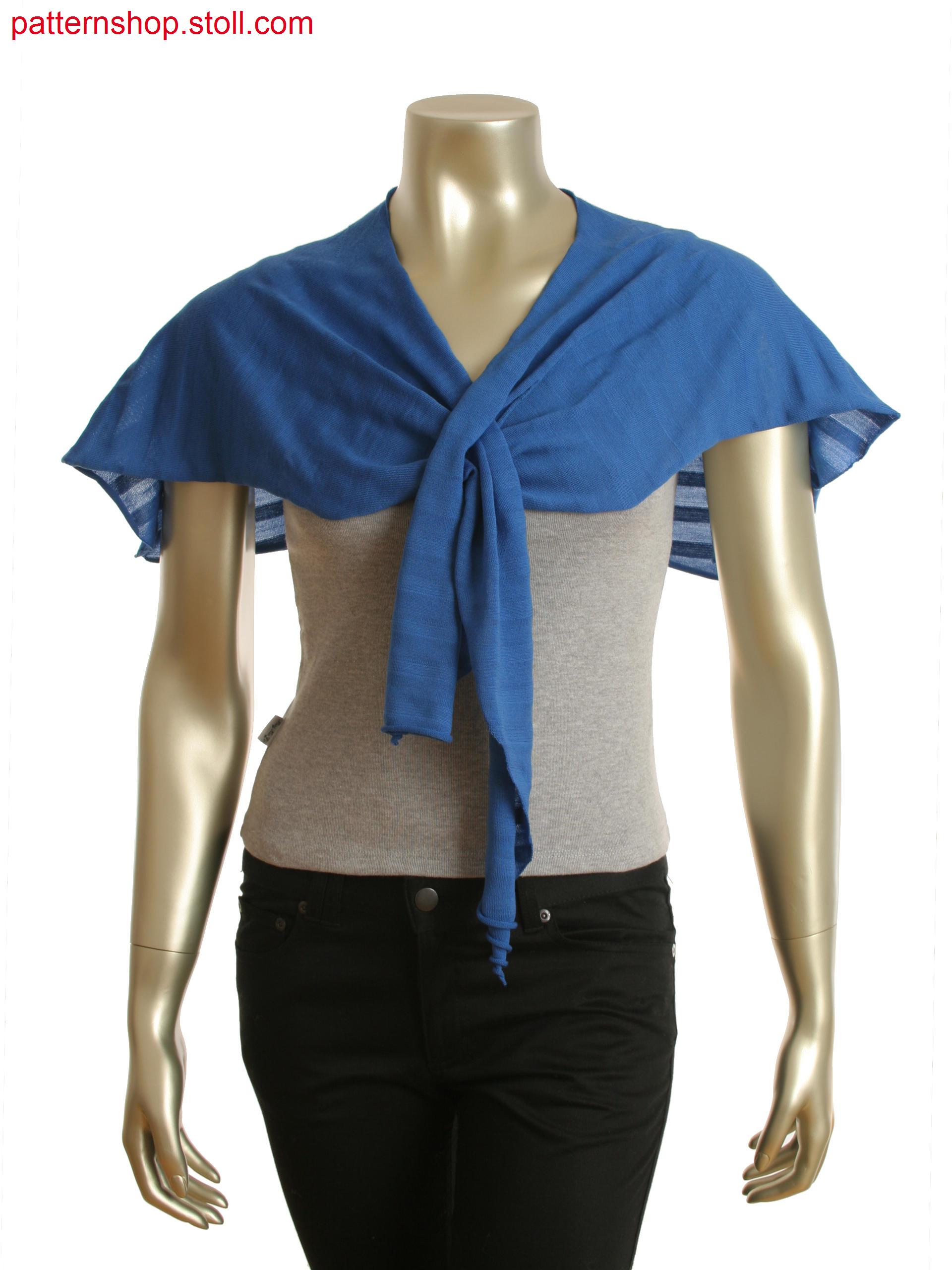 Fully Fashion intarsia cape in horizontal stripes with different ends