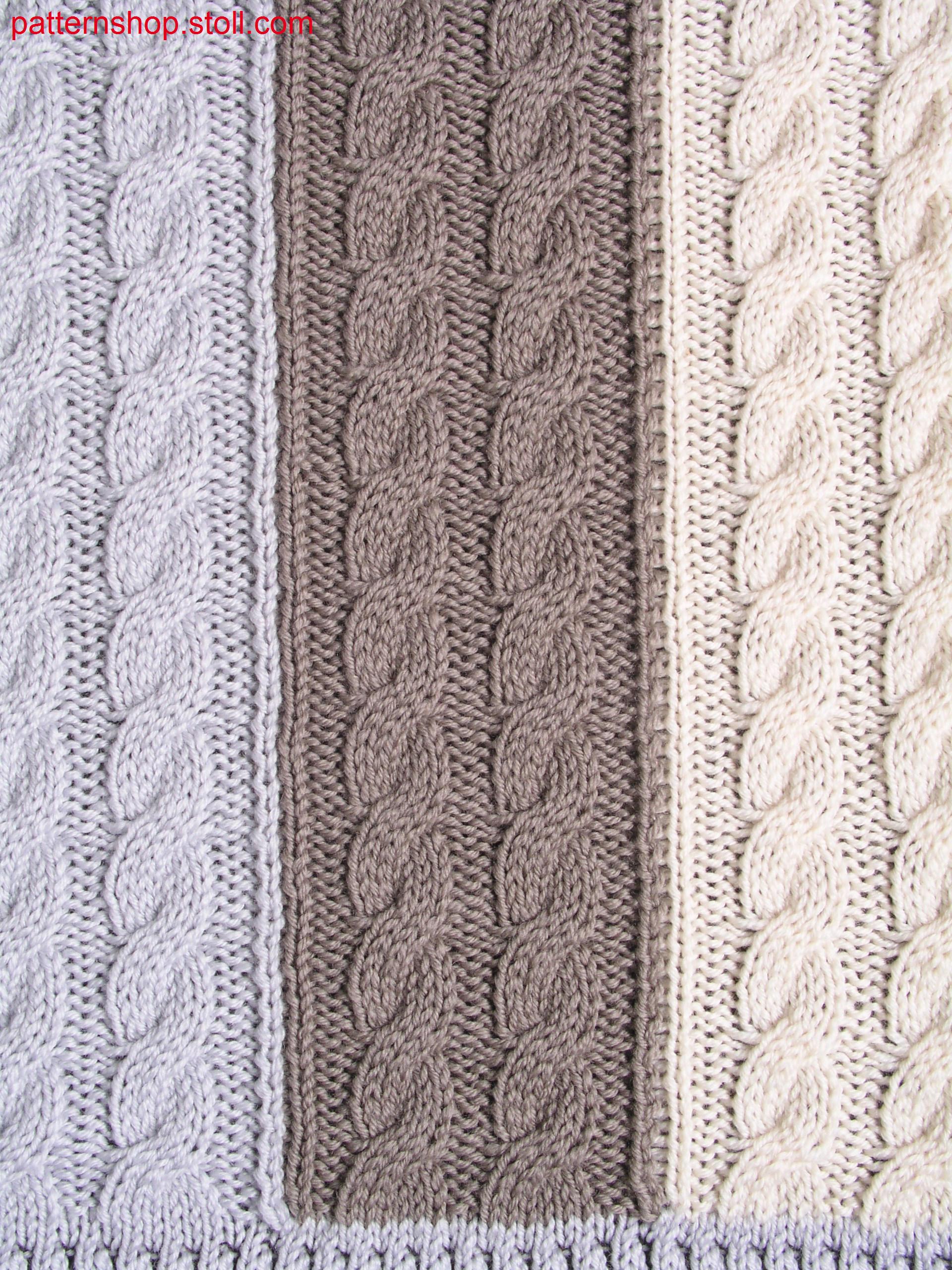 Intarsia swatch with 2x3 cables / Intarsia Musterausschnitt mit 2x3 Z