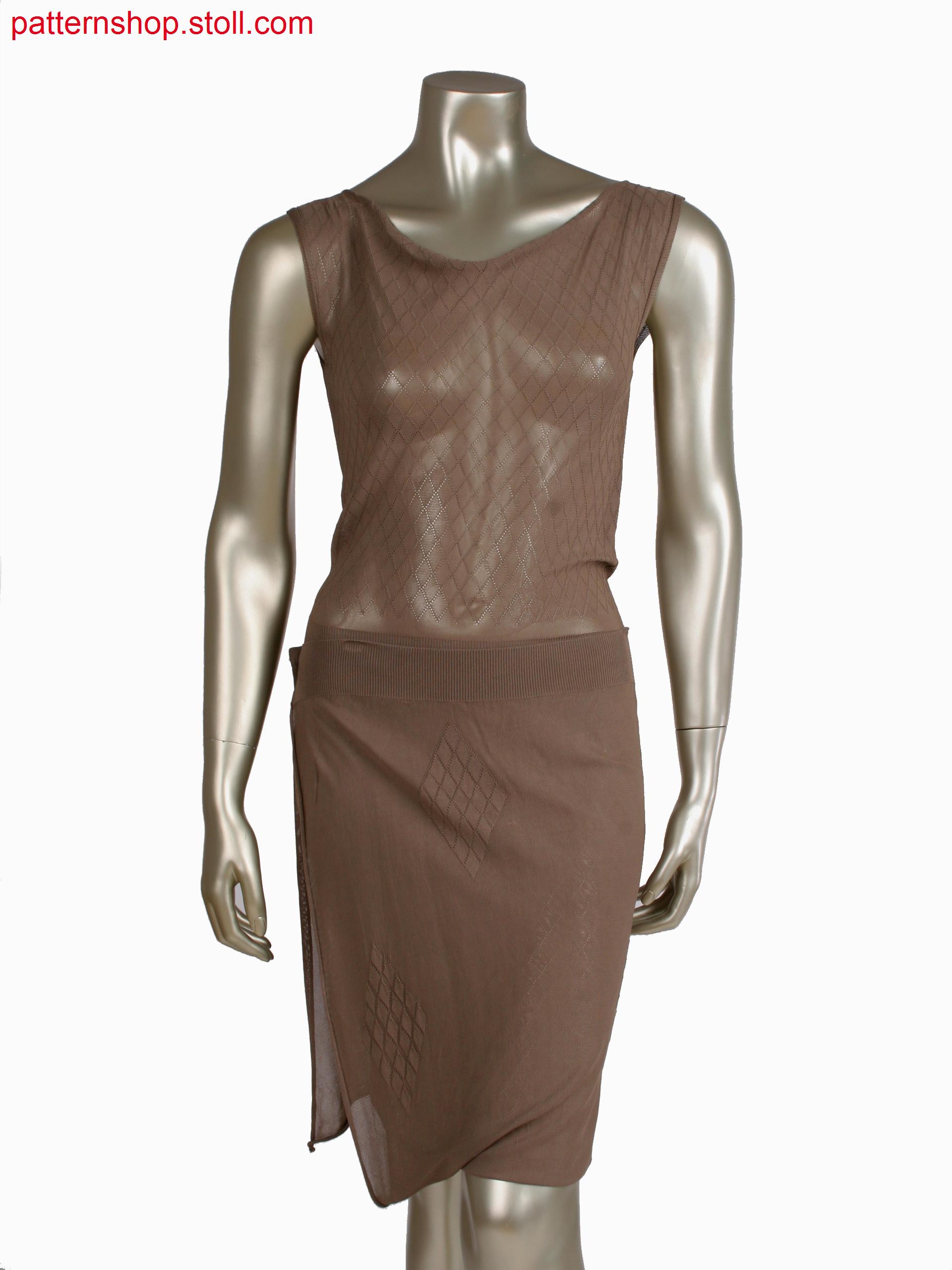 Fully Fashion dress, gore technique and tubular for diamonds, fair isle technique