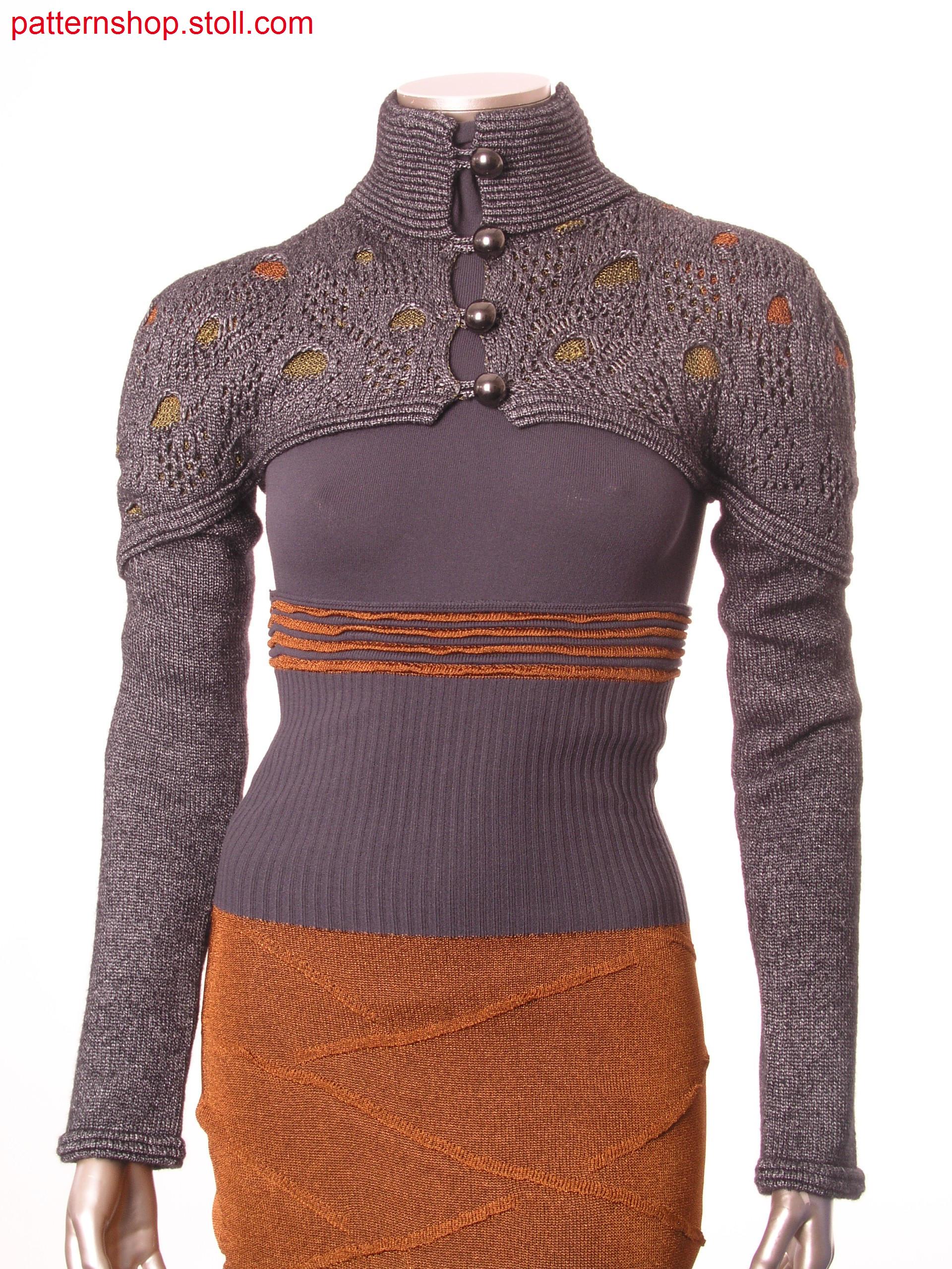 Bolero in 1x1 technique with pointelle structure / Bolero in1x1 Technik mit Petinetstruktur