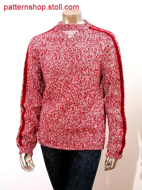 Jersey intarsia pullover with saddle shoulder / Rechts-Links Intarsia-Pullover mit Sattelschulter