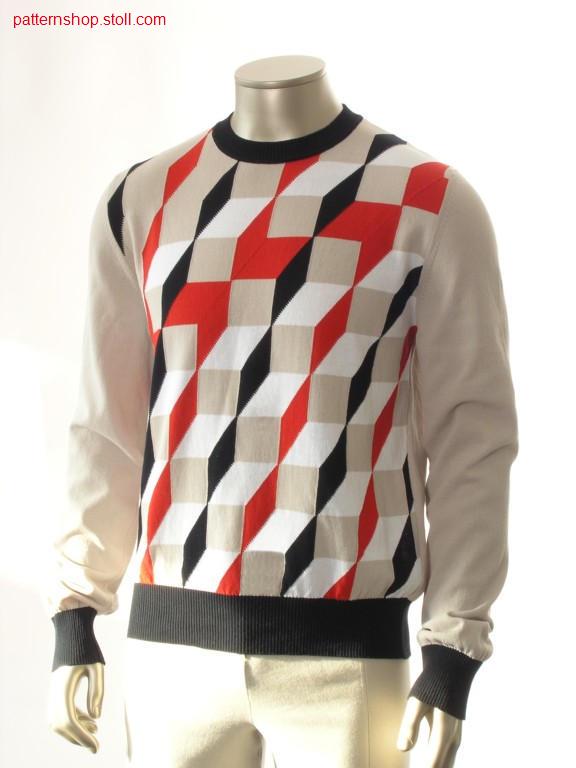 Intarsia pullover in 3d op-art / Intarsia Pullover in 3D Op-Art