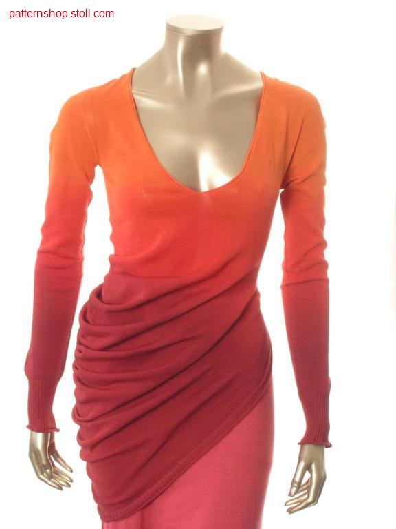 Asymmetric jersey pullover in tie-dye-technique / Asymmetrischer Rechts-Links Pullover in Bandana-Technik