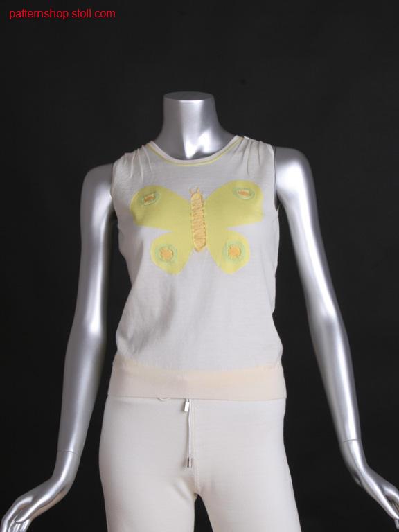 Fitted FF-intarsia jersey top with round neck / Tailliertes FF-Intarsia Rechts-Links Top mit Rundhals