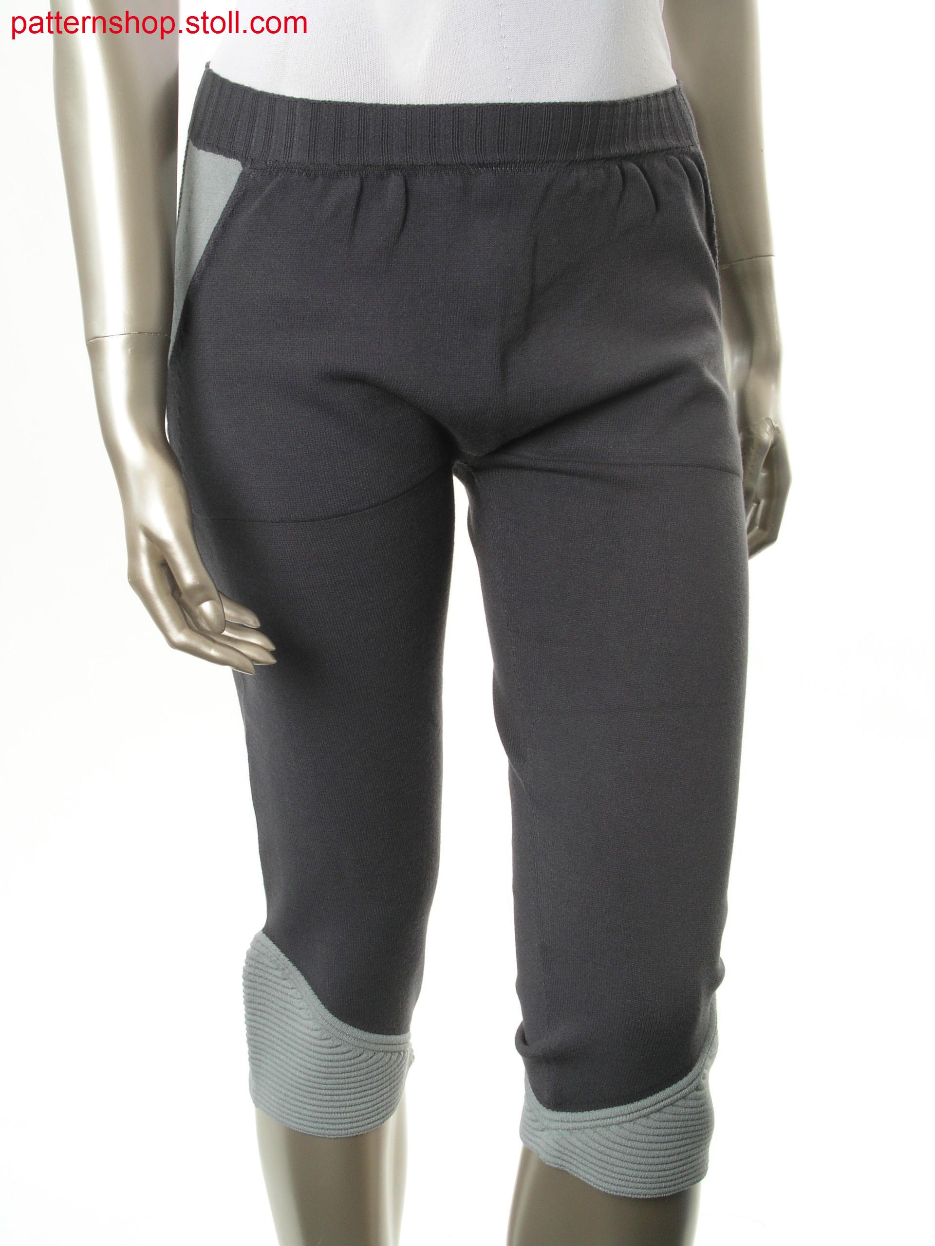 Jersey knee breeches with imitated trouser turn-up / Rechts-Links Kniehose mit imitiertem Hosenaufschlag
