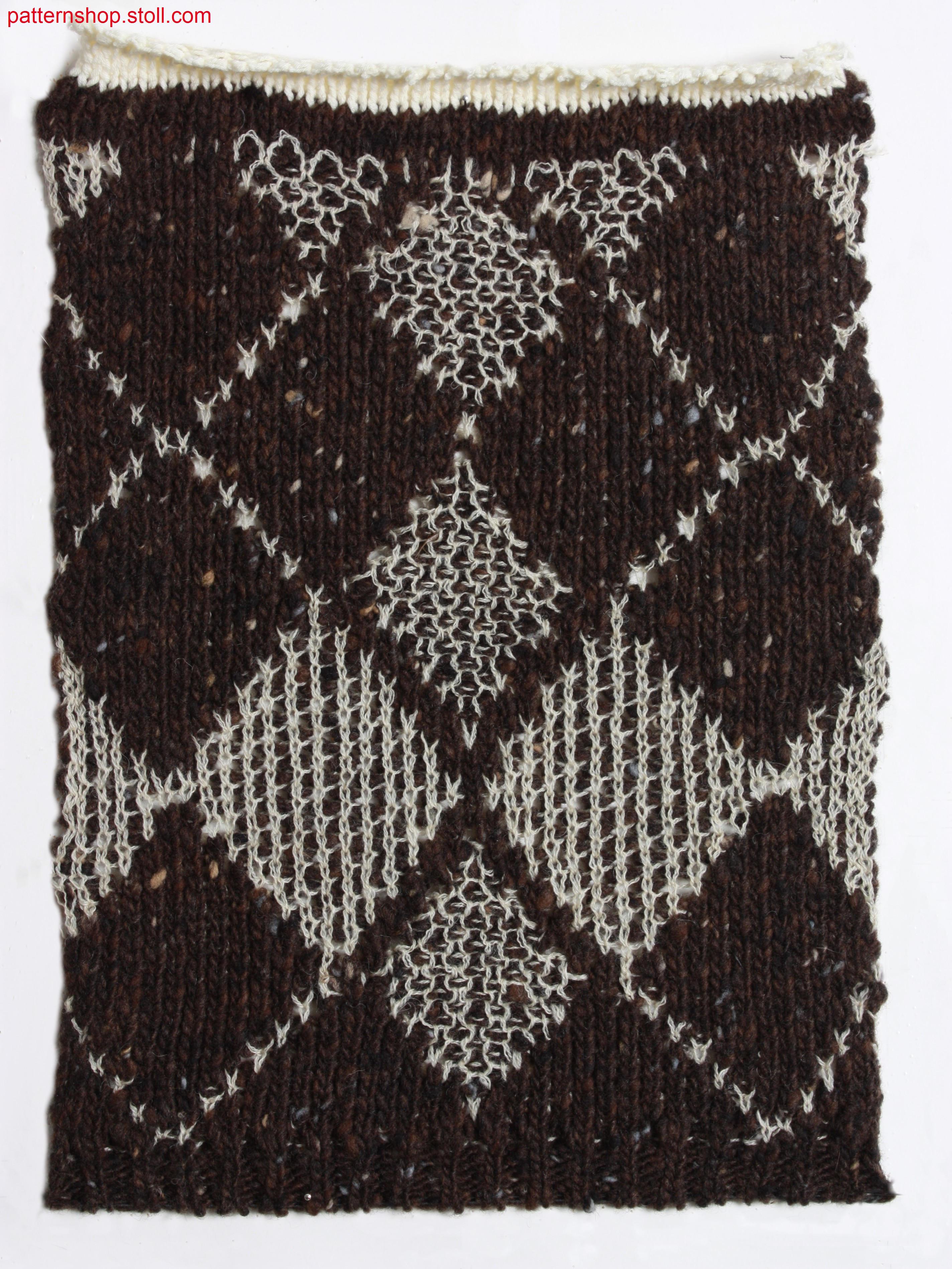 Swatch in 1x1 technique with diamond design / Musterausschnitt in 1x1 Technik mit Rautenmuster