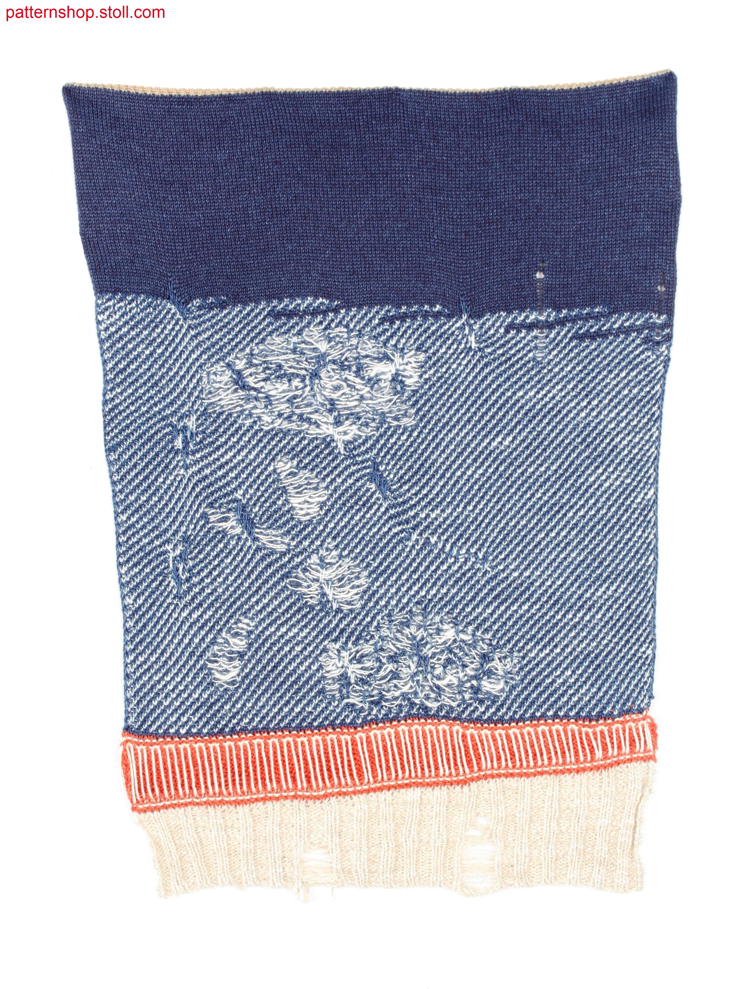 Swatch with coarse 2x2 rib waistband and gore inserts / Musterausschnitt mit groben 2x2 Rippbund und Spickel-Eins