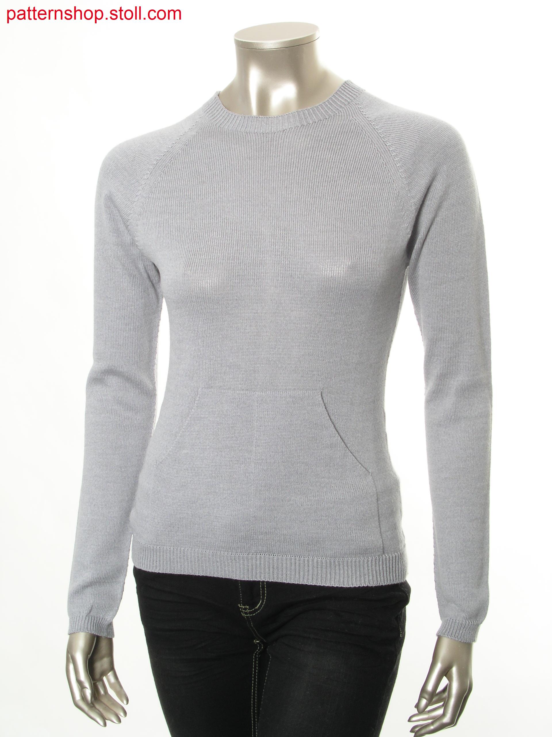 Raglan pullover with split patch kangaroo pocket / Raglanpullover mit aufgesetzter, geteilter K
