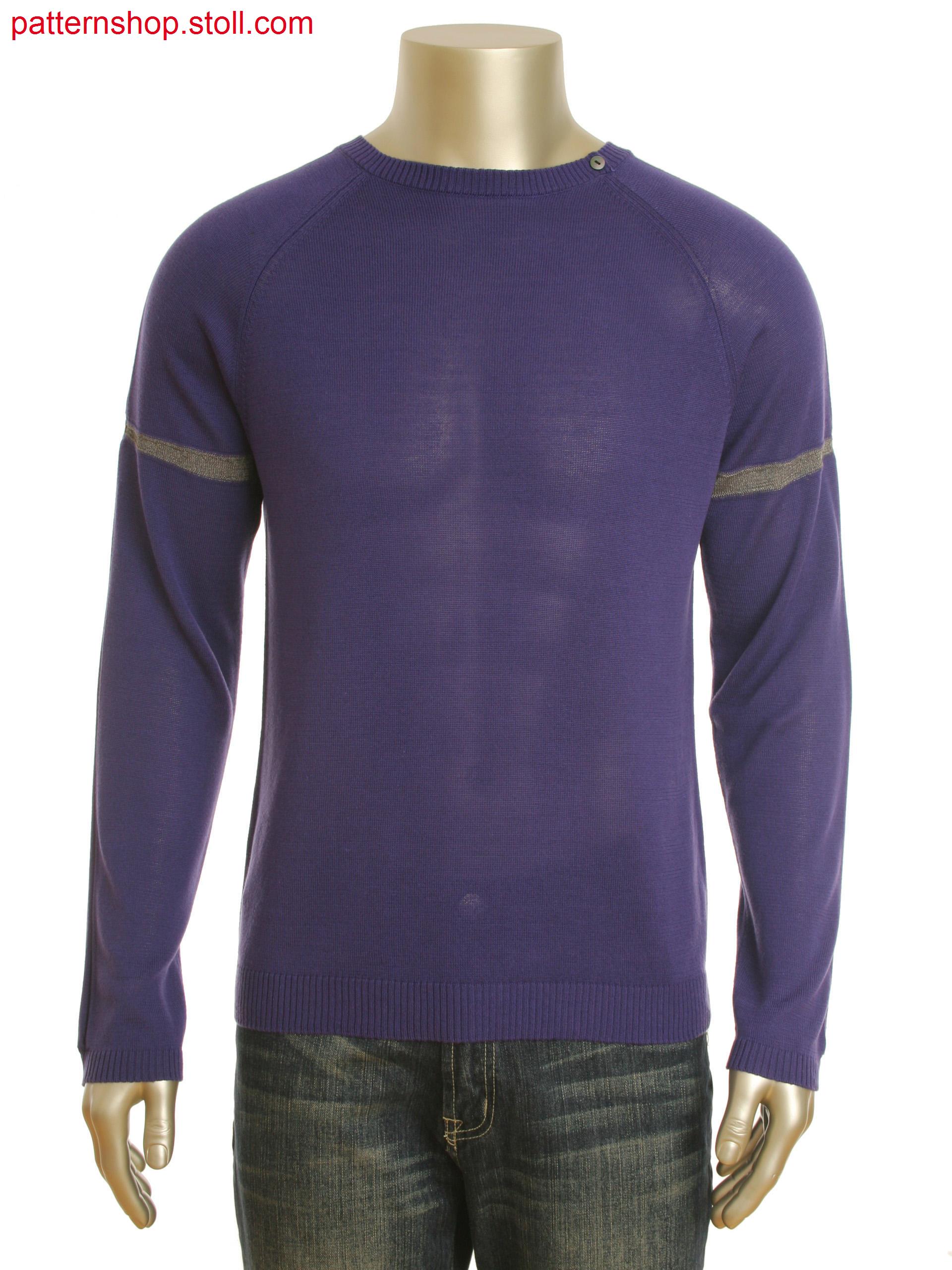 Fully Fashion round neck pullover in 1x1 technique.Sleeve with box pleat and contrast stripe.