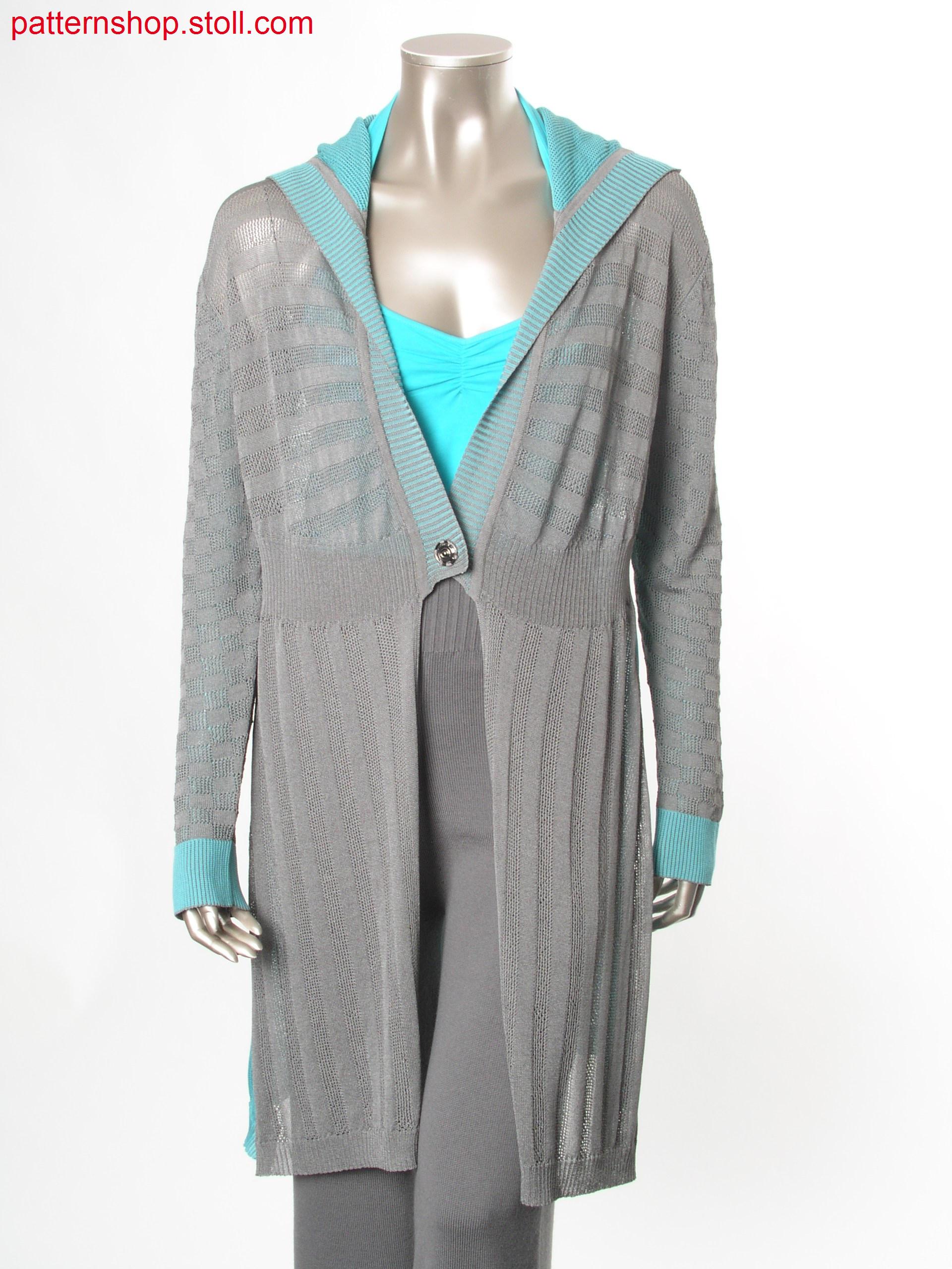 Reversible Fully Fashion garment in 1x1 technique / Fully Fashion Wende-Kapuzenmantel in 1x1 Technik