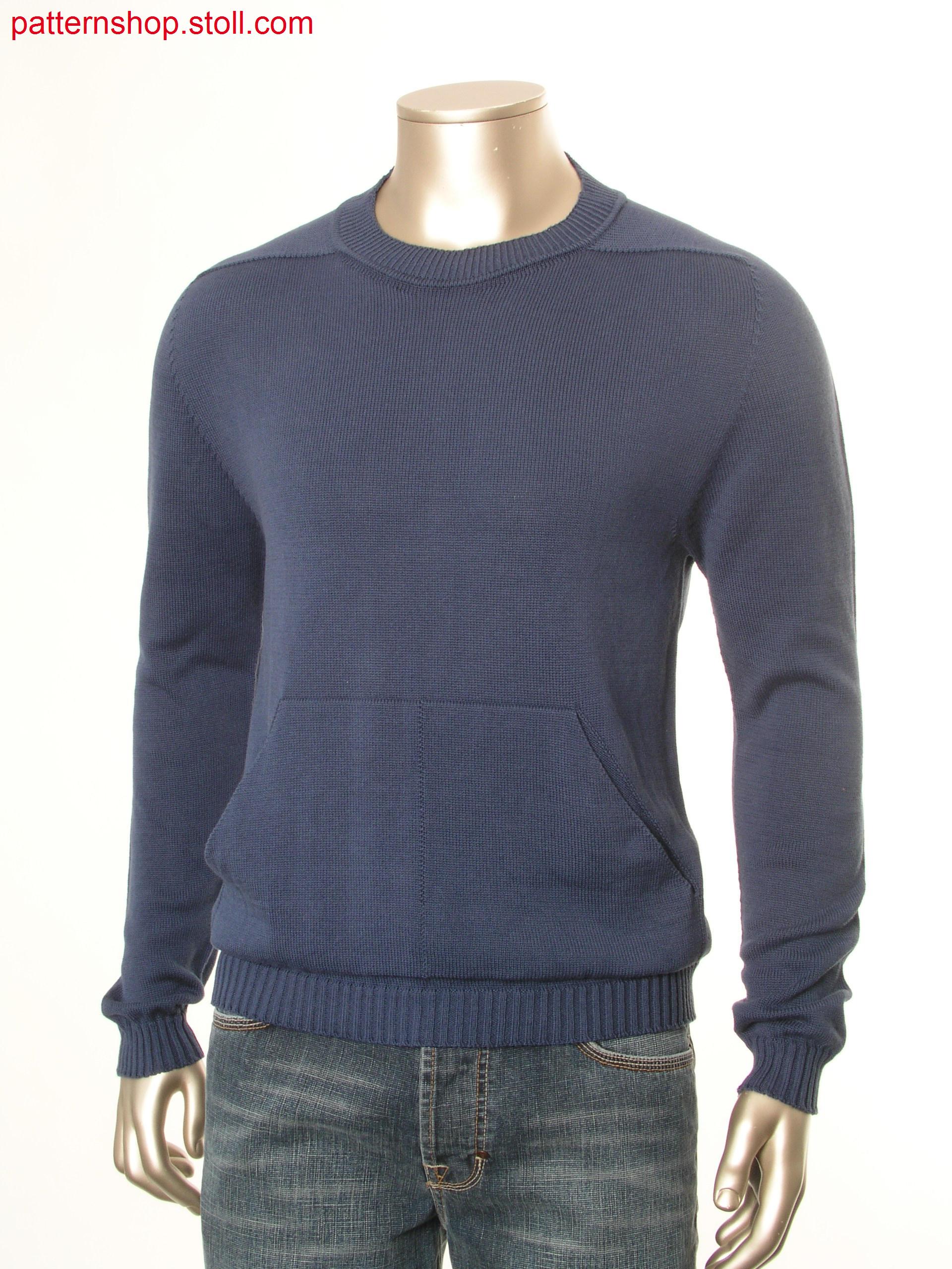 Jersey pullover with patch kangaroo pocket / Rechts-Links Pullover mit aufgesetzter K