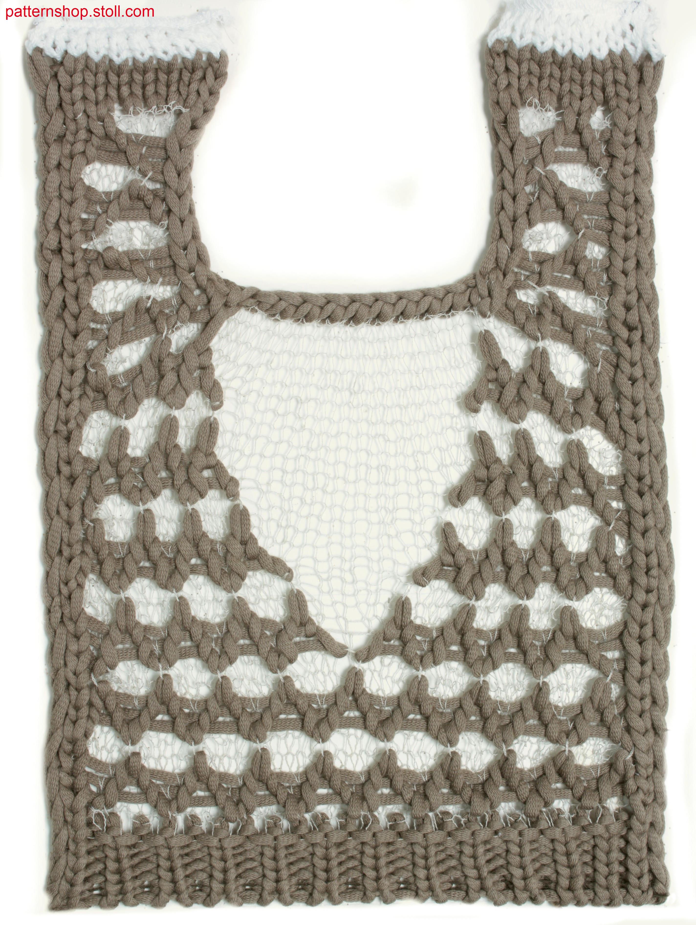 Bulky mesh structure on fine jersey fabric / Grobe Netzstruktur auf Rechts-Links Gestrick