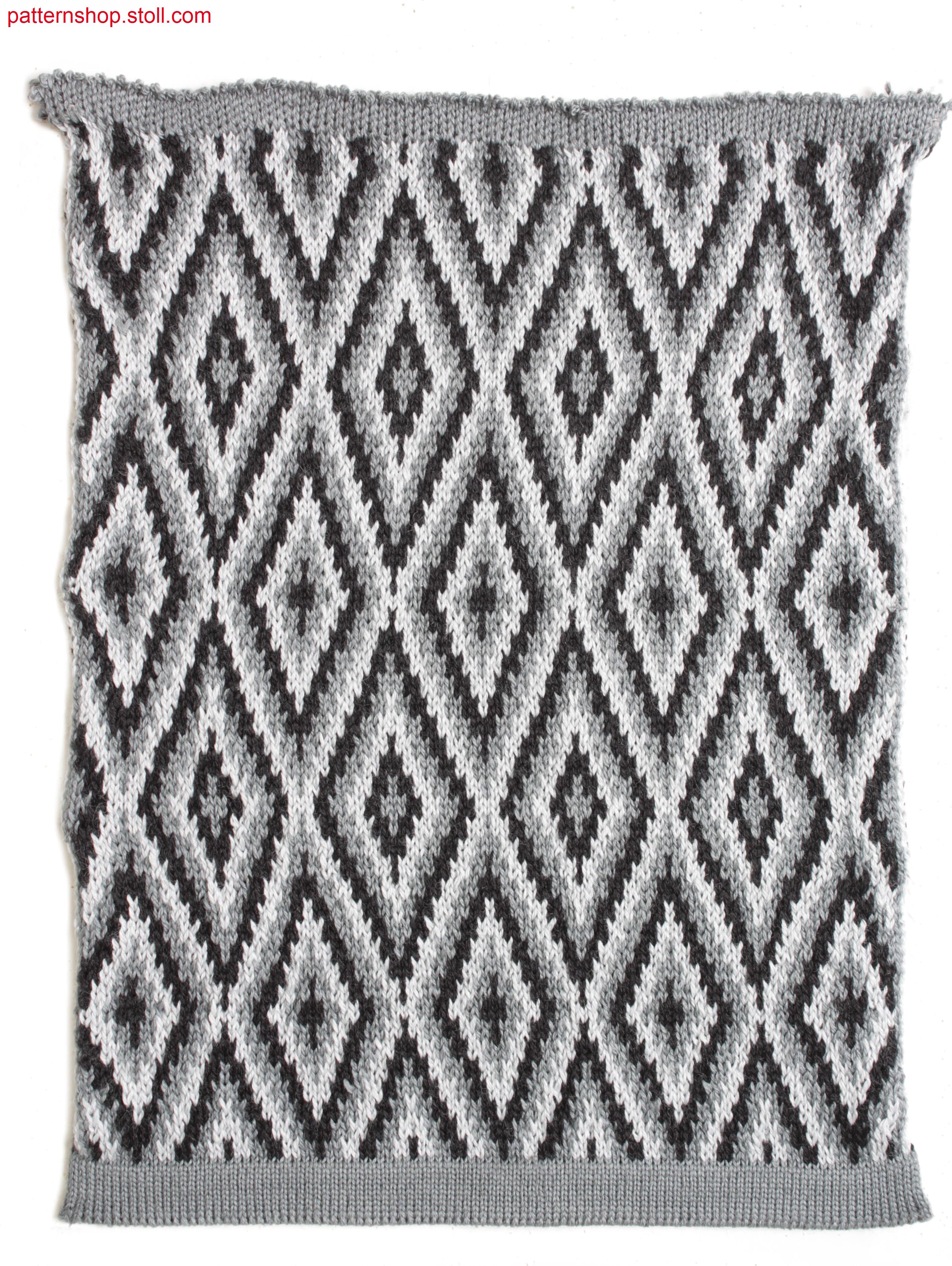 Multi-coloured jacquard fabric with float back side / Mehrfarbiges Jacquardgestrick mit Flottr