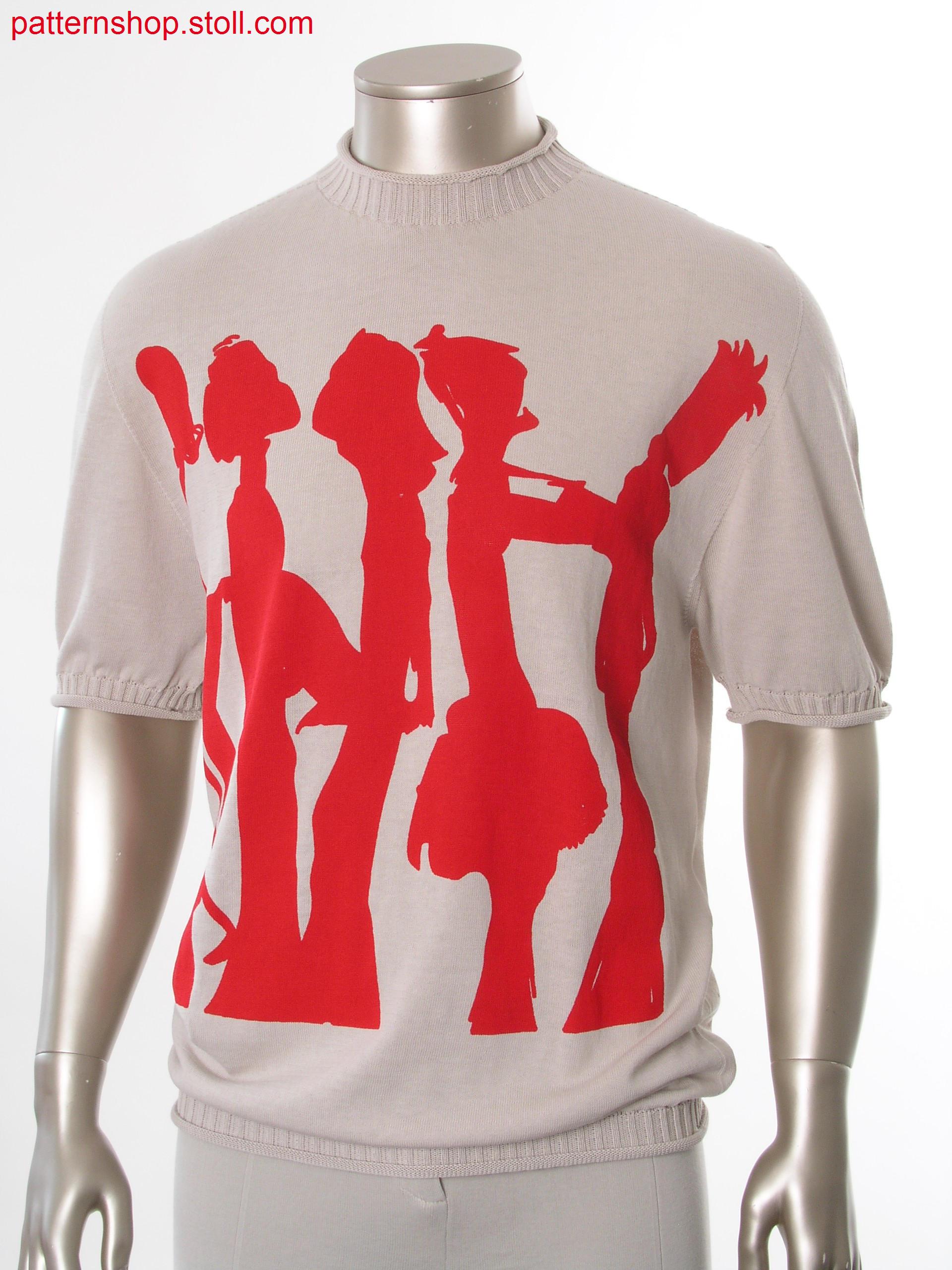 Short-sleeved jersey pullover with saddle shoulder / Rechts-Links Kurzarmpullover mit Sattelschulter