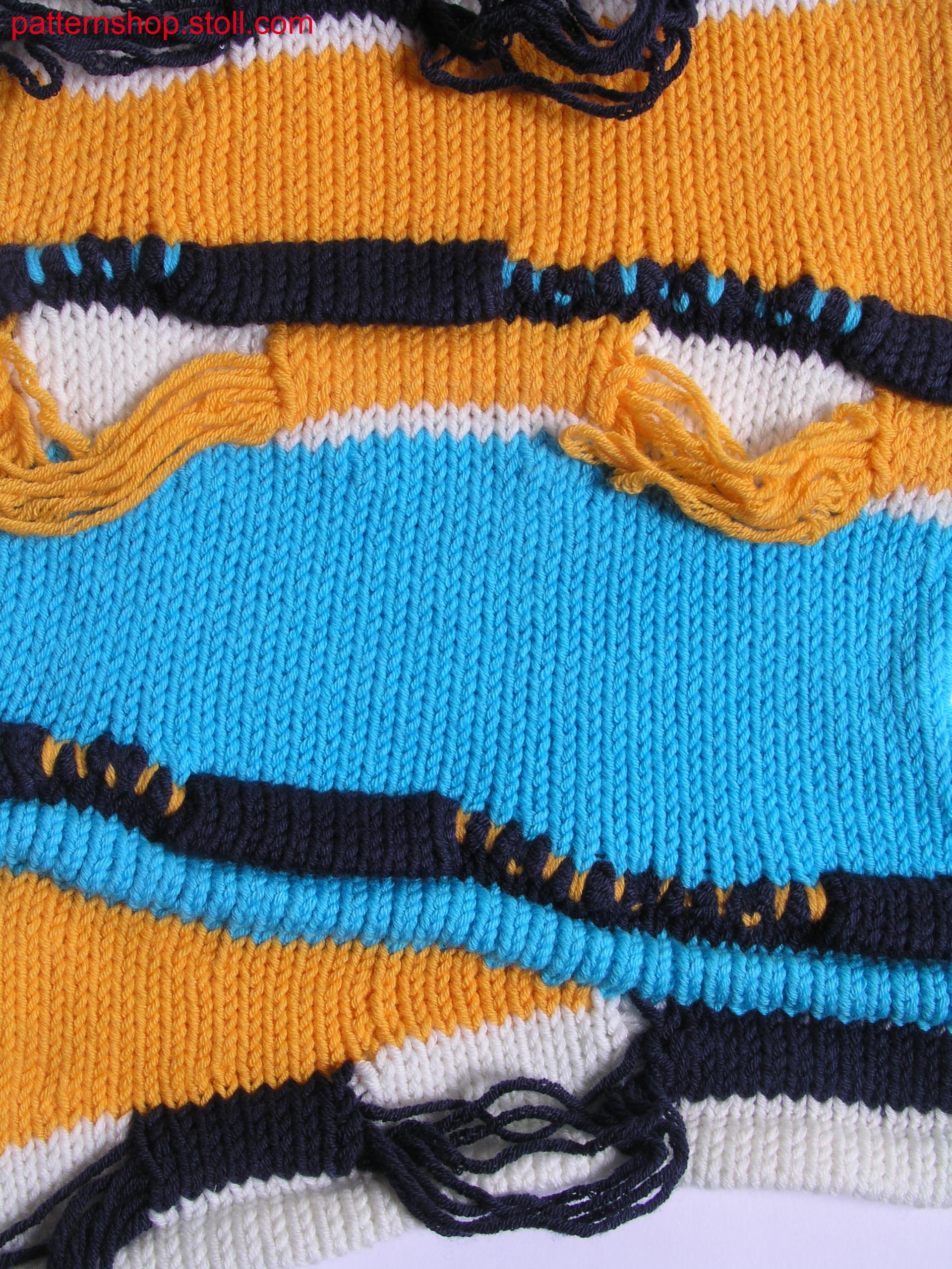 Gored, multi-coloured jersey swatch / Mehrfarbiger, gespickelter Rechts-Links Musterausschnitt