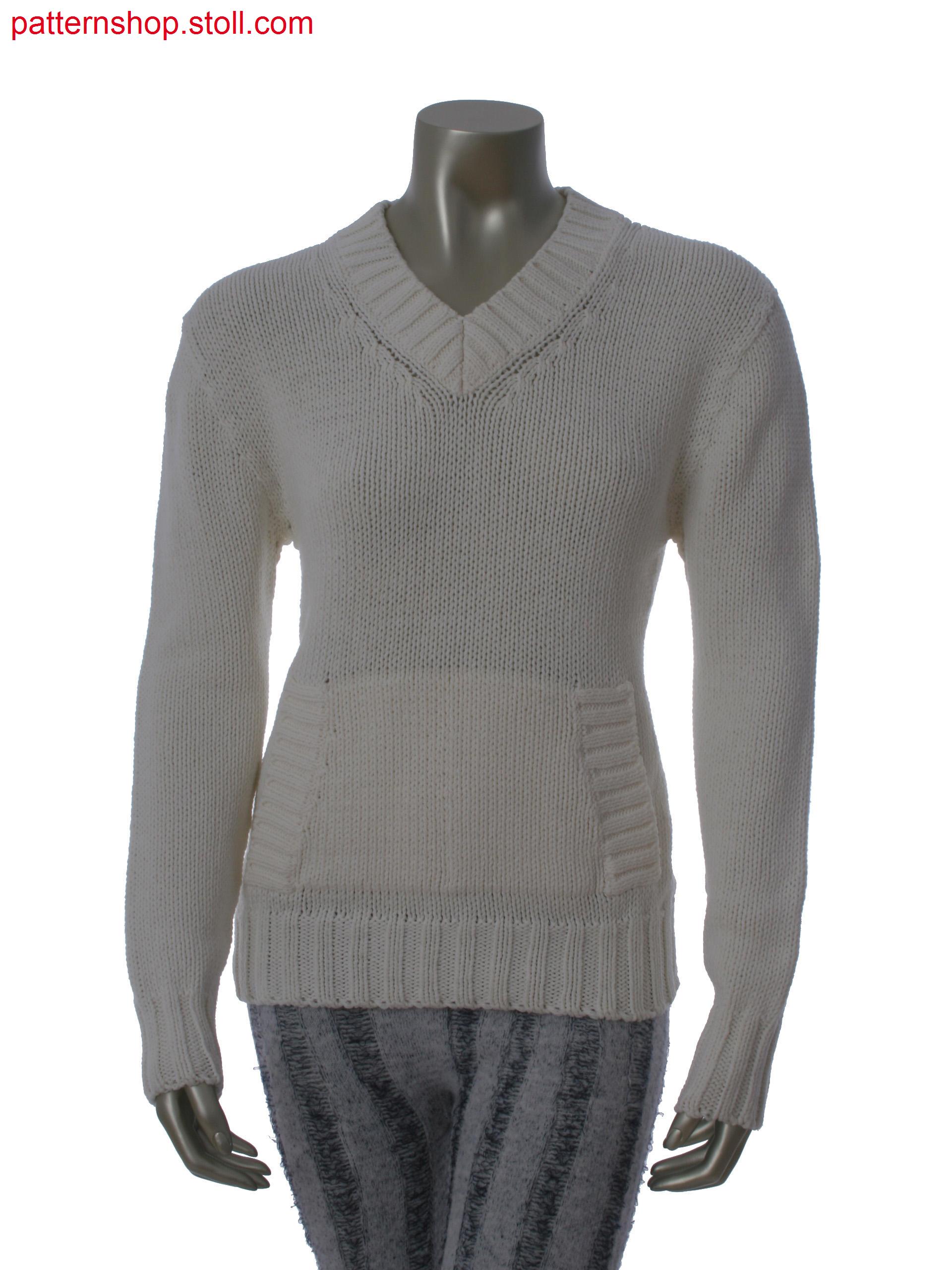 Jersey pullover with muff pocket / Rechts-Links Pullover mitMufftasche