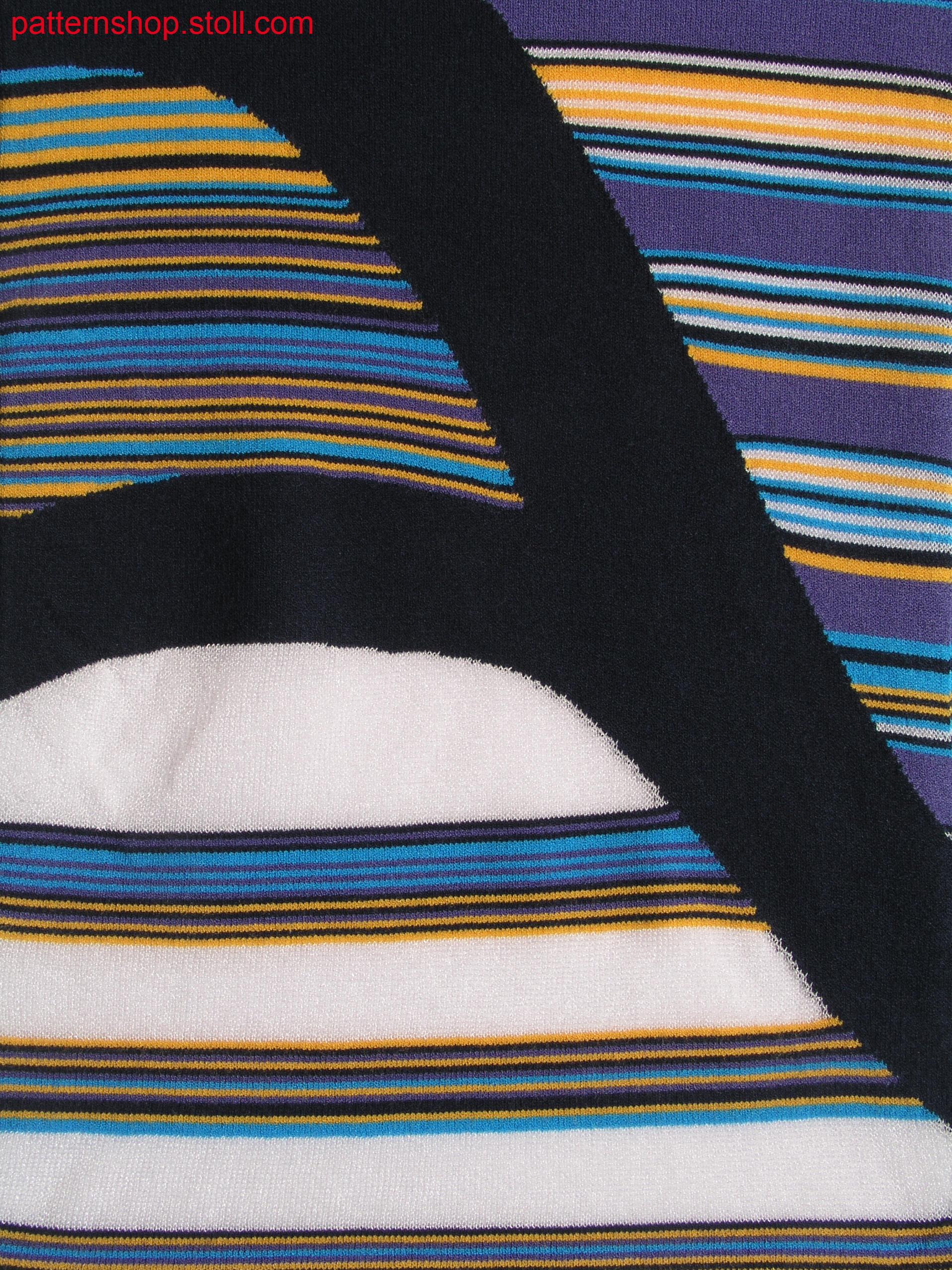 Hooped swatch with intarsia motif and gore technique / Musterausschnitt mit Intarsiamotiv und Spickeltechnik