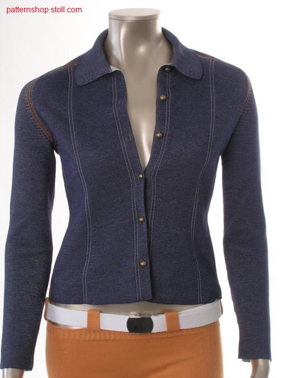 Taillierte FF-Intarsia Jeansstrickjacke / Taillierte FF-Intarsia Jeansstrickjacke